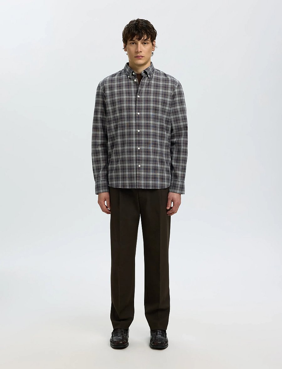 Selected - SLMREGCOLE JAY MELANGE LS SHIRT NOOS - mønstrede skjorter - sky captain - 3
