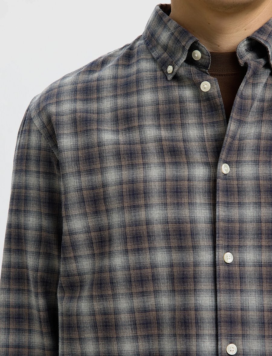 Selected - SLMREGCOLE JAY MELANGE LS SHIRT NOOS - mønstrede skjorter - sky captain - 4