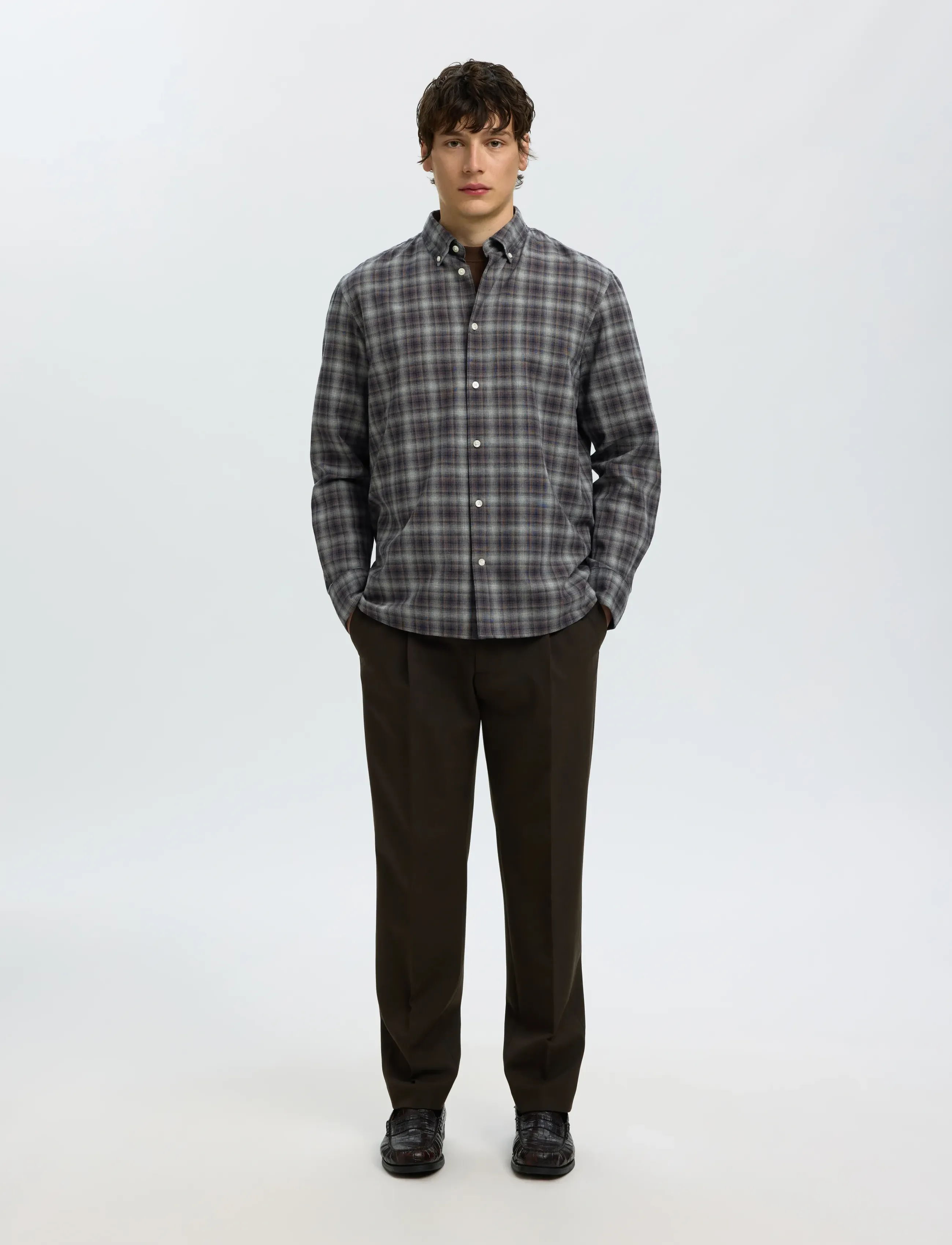 Selected - SLMREGCOLE JAY MELANGE LS SHIRT NOOS - mønstrede skjorter - sky captain - 5