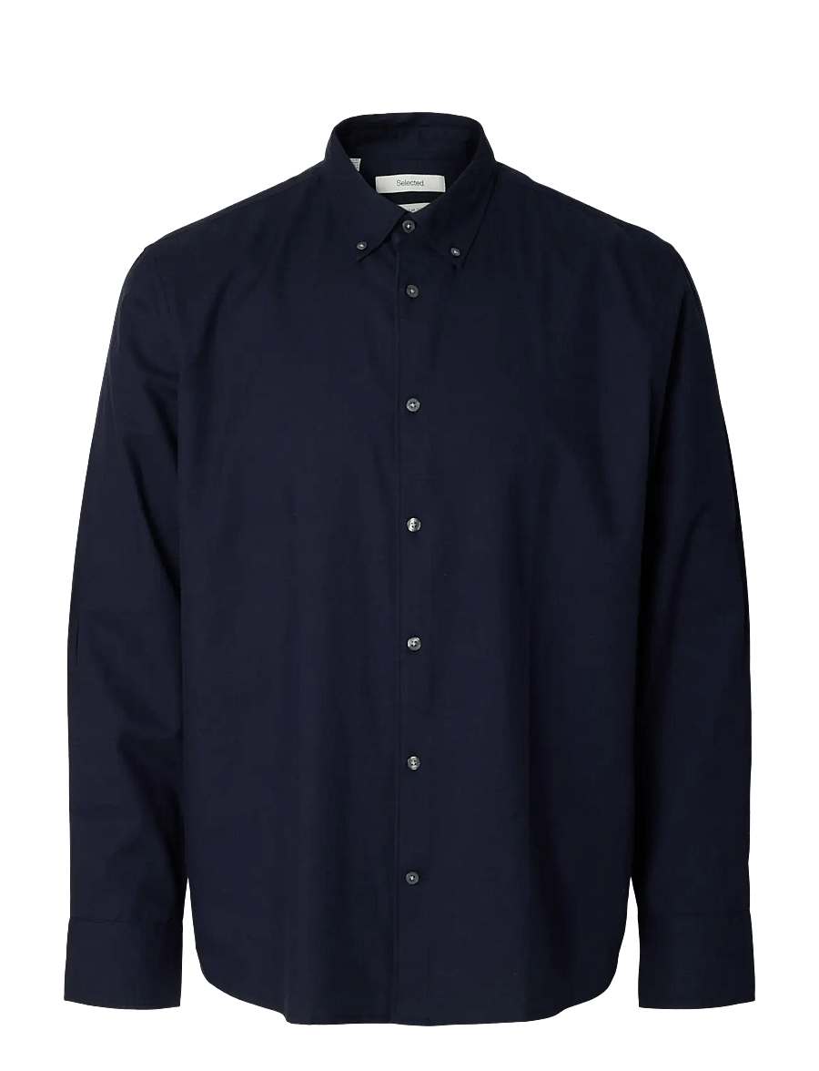 Selected - SLMREGCOLE JAY MELANGE LS SHIRT NOOS - gemusterte hemden - sky captain - 1