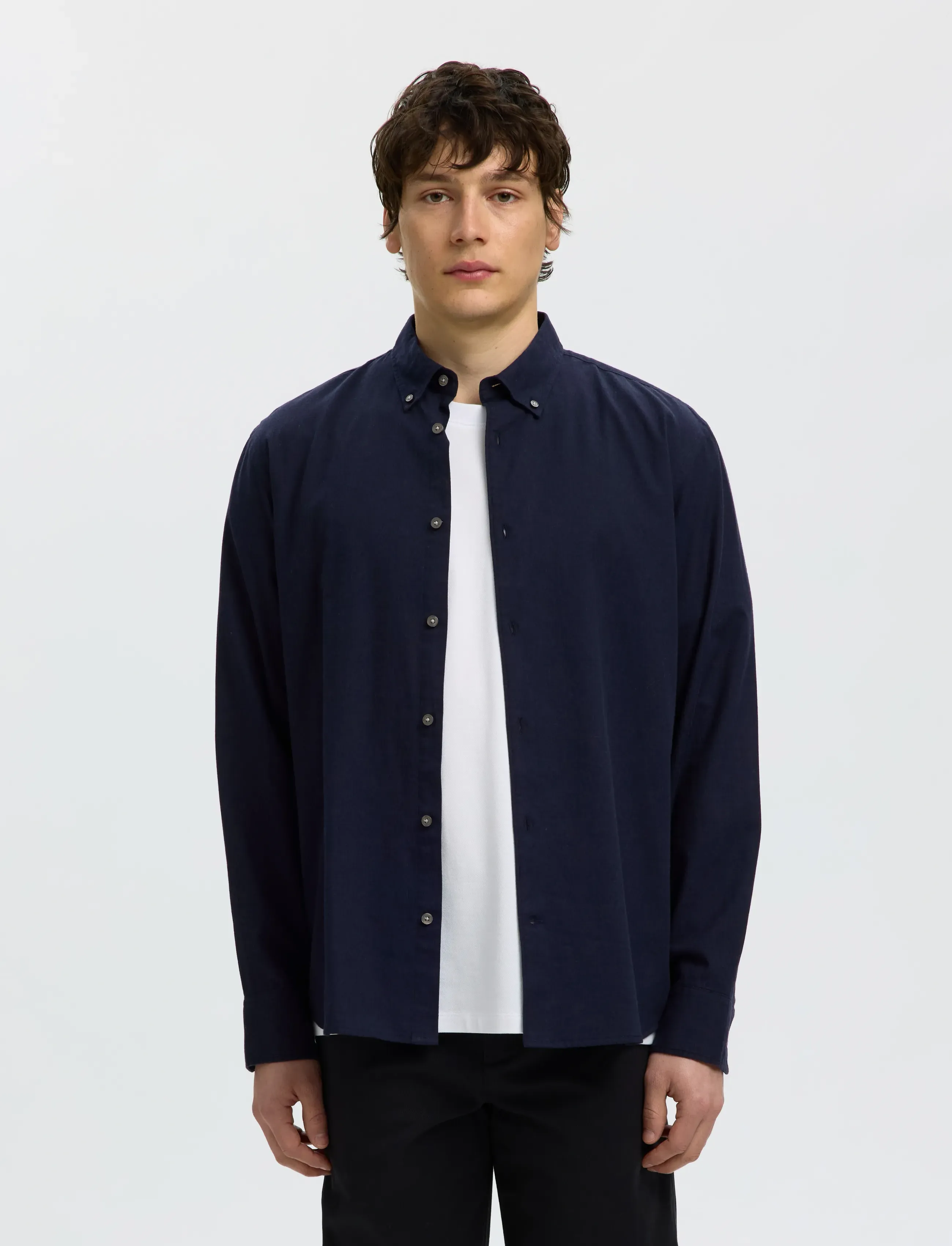 Selected SLMREGCOLE JAY MELANGE LS SHIRT NOOS - Selected - SKY CAPTAIN / navy