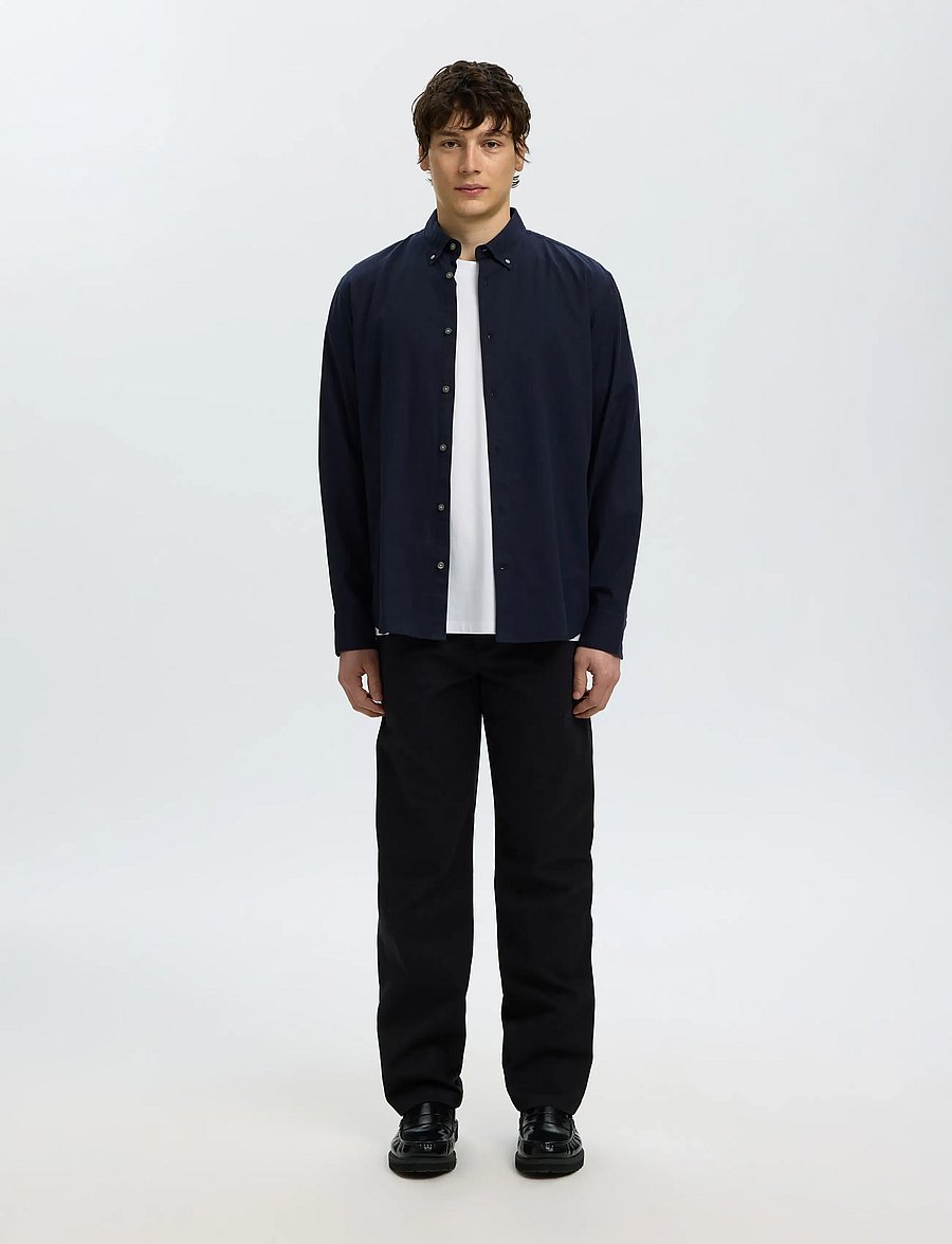 Selected - SLMREGCOLE JAY MELANGE LS SHIRT NOOS - gemusterte hemden - sky captain - 3
