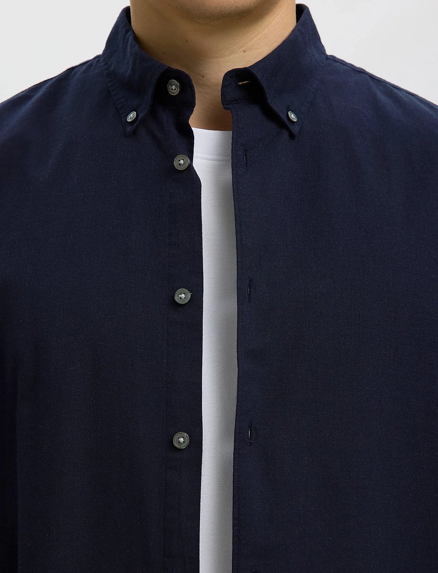 Selected - SLMREGCOLE JAY MELANGE LS SHIRT NOOS - gemusterte hemden - sky captain - 4