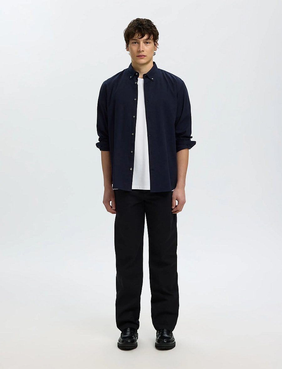 Selected - SLMREGCOLE JAY MELANGE LS SHIRT NOOS - gemusterte hemden - sky captain - 5