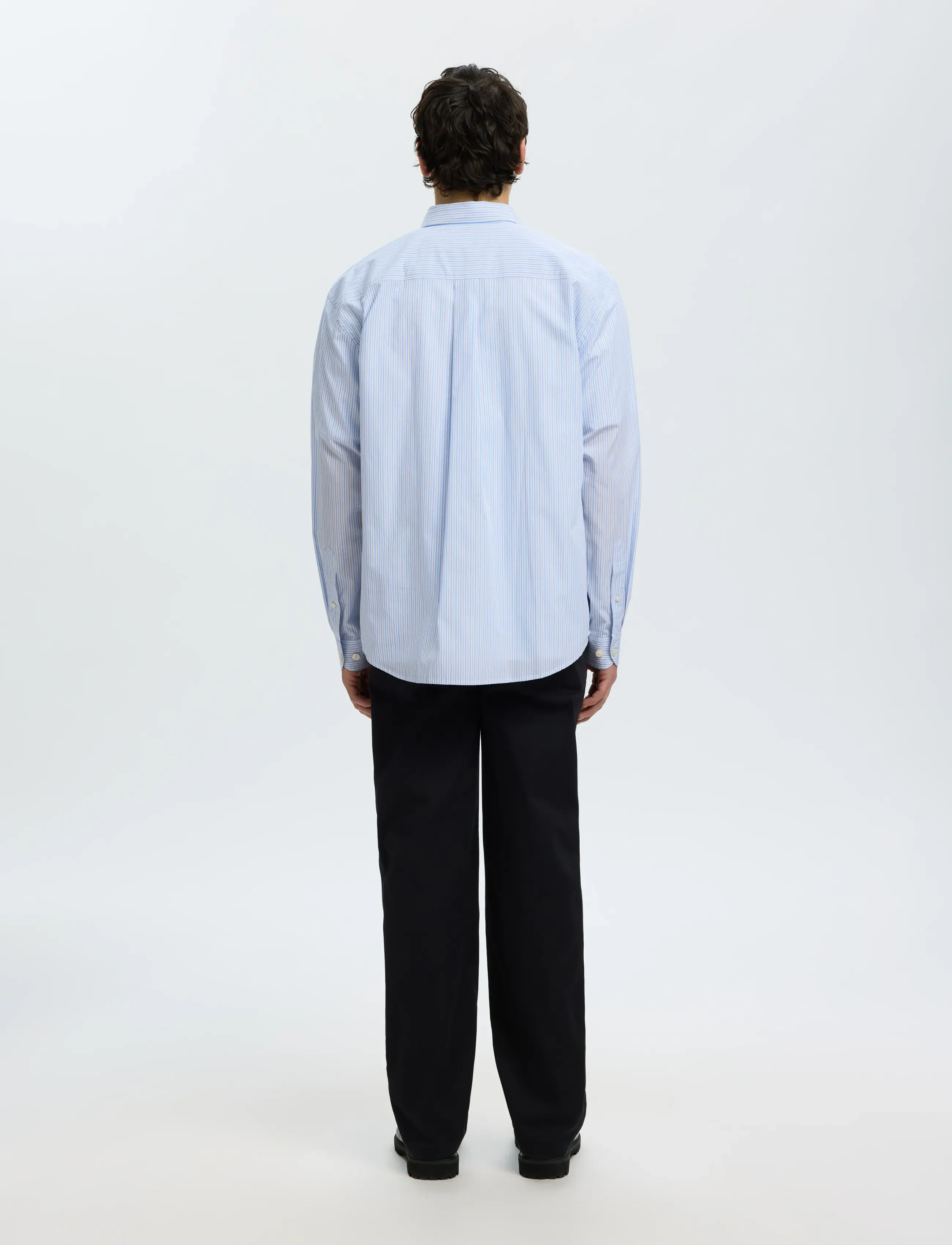 Selected - SLMRLXSANDER ISAK POPLIN LS SHIRT NOOS - gestreifte hemden - cashmere blue - 2