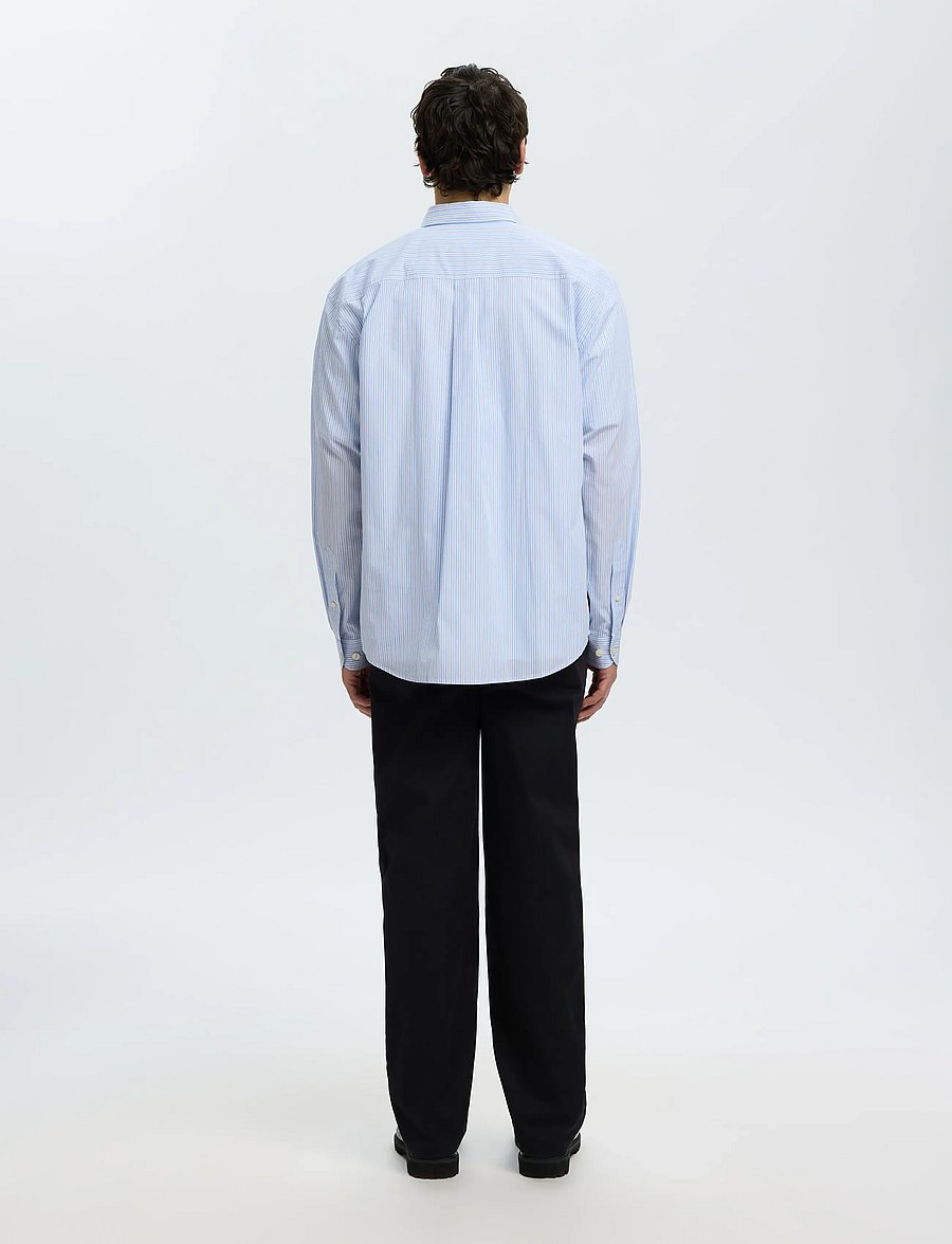 Selected - SLMRLXSANDER ISAK POPLIN LS SHIRT NOOS - gestreifte hemden - cashmere blue - 2