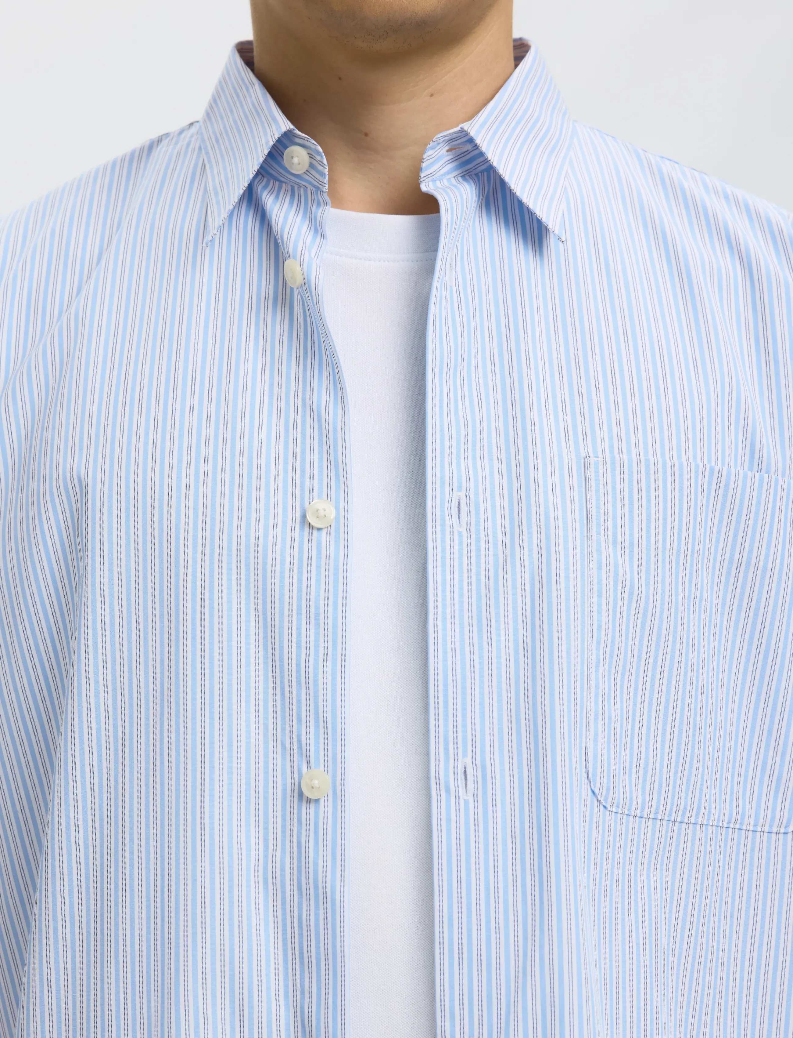 Selected - SLMRLXSANDER ISAK POPLIN LS SHIRT NOOS - gestreifte hemden - cashmere blue - 4