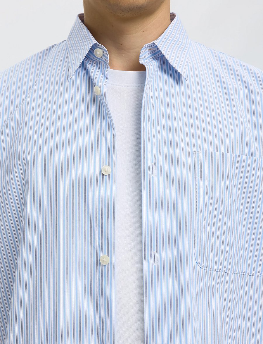 Selected - SLMRLXSANDER ISAK POPLIN LS SHIRT NOOS - gestreifte hemden - cashmere blue - 4