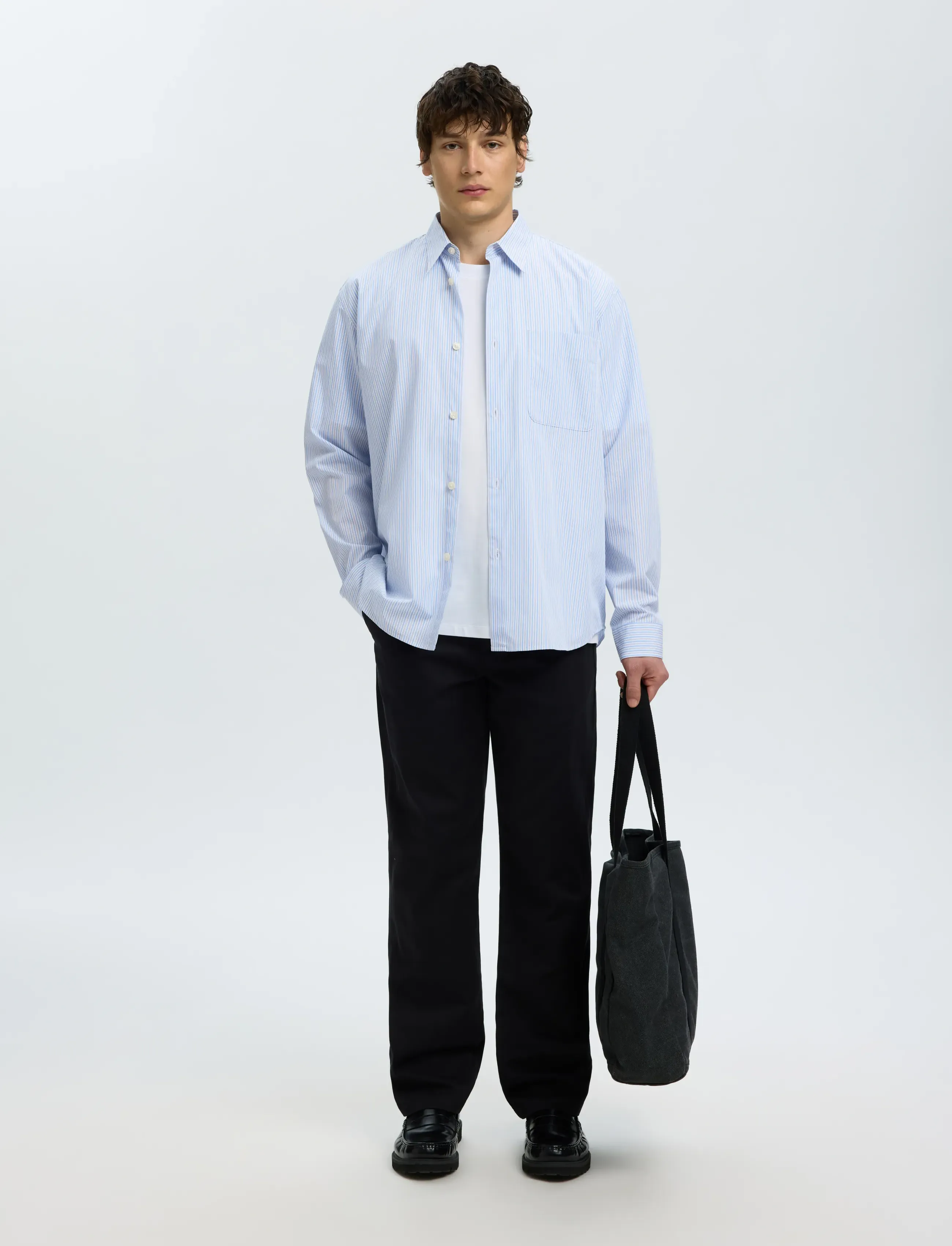 Selected - SLMRLXSANDER ISAK POPLIN LS SHIRT NOOS - gestreifte hemden - cashmere blue - 5