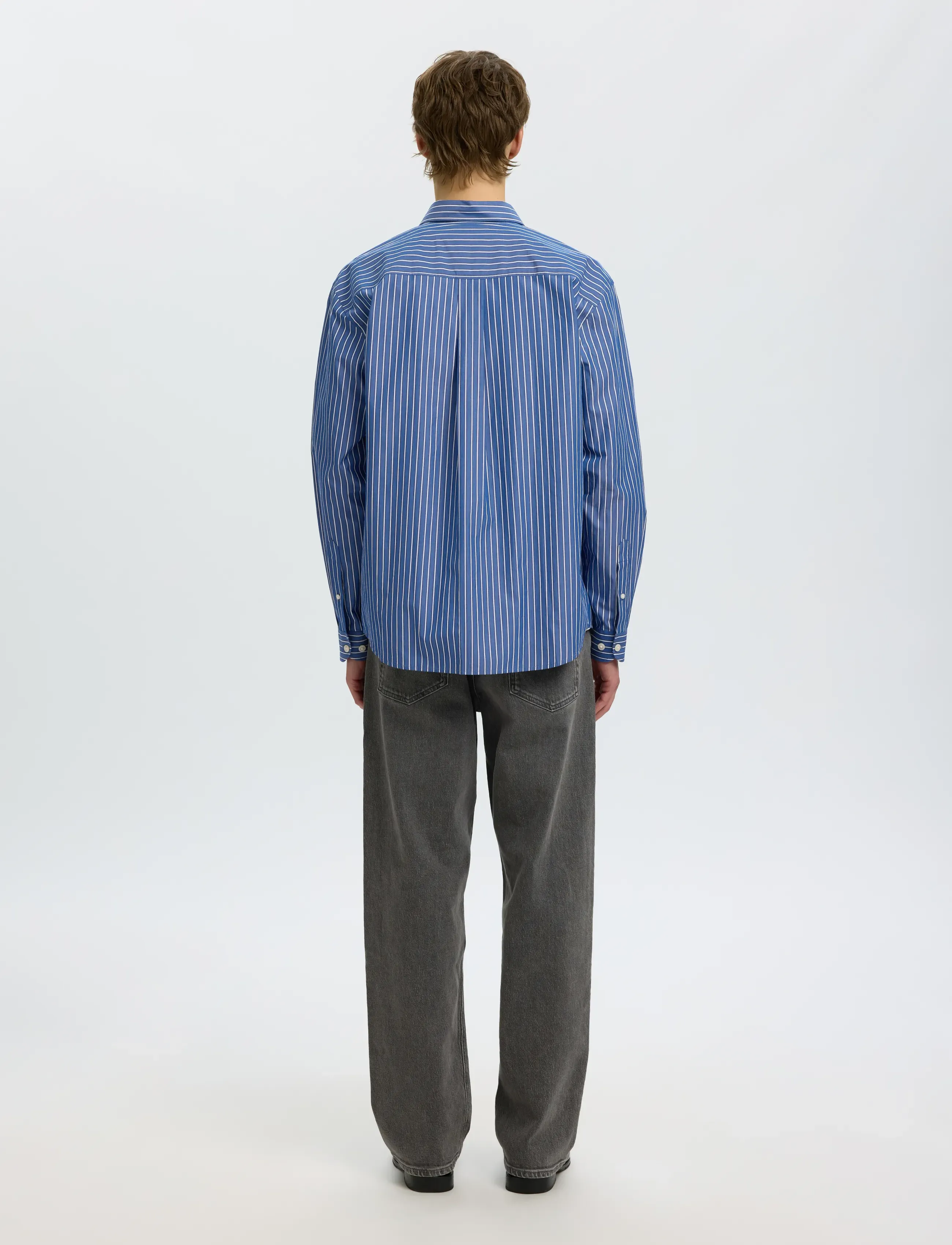 Selected - SLMRLXSANDER ISAK POPLIN LS SHIRT NOOS - randiga skjortor - limoges - 2