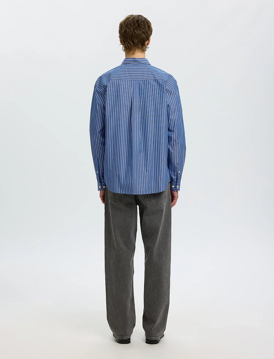 Selected - SLMRLXSANDER ISAK POPLIN LS SHIRT NOOS - randiga skjortor - limoges - 2
