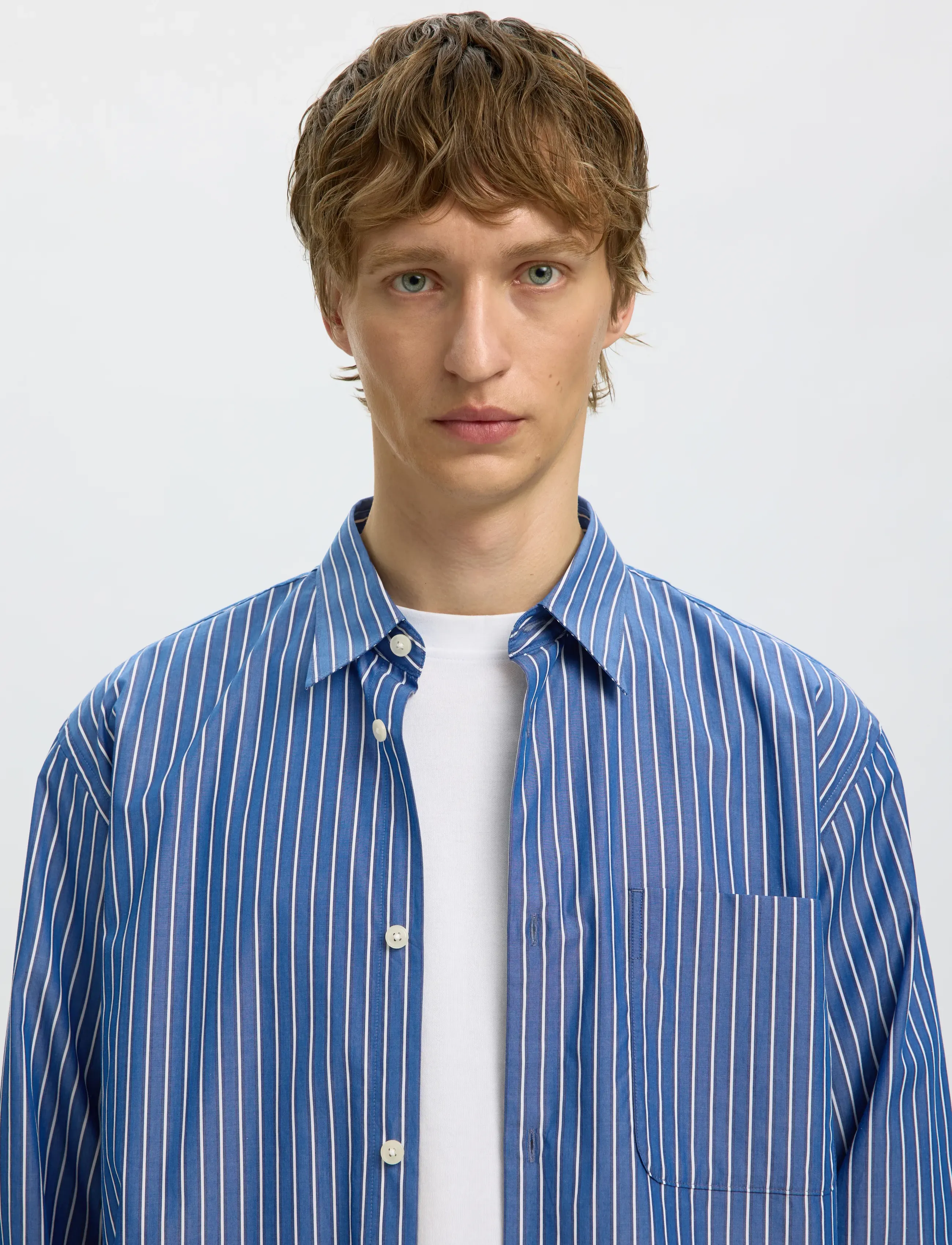 Selected - SLMRLXSANDER ISAK POPLIN LS SHIRT NOOS - randiga skjortor - limoges - 4