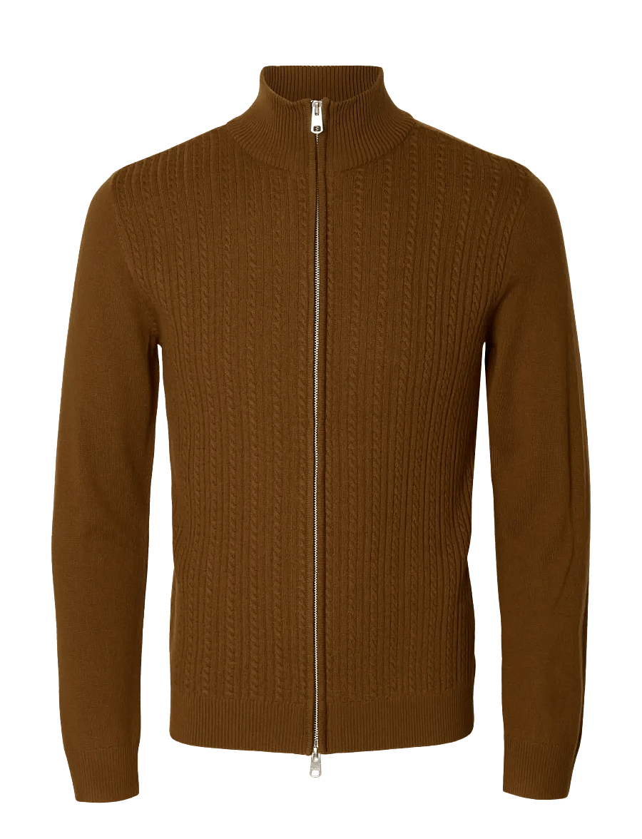 Selected - SLMTRAY MERINO BRUSHED STRUC ZIP NOOS - lukuga džemprid - monks robe - 0