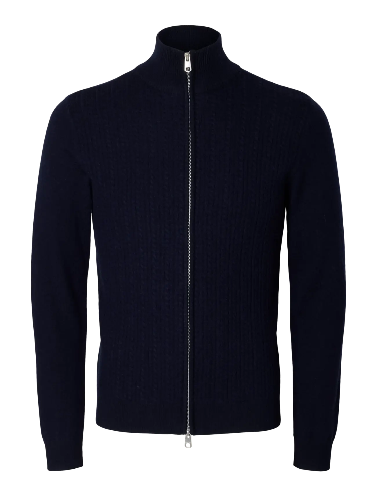 Selected SLMTRAY MERINO BRUSHED STRUC ZIP NOOS - Riided - NAVY BLAZER / navy