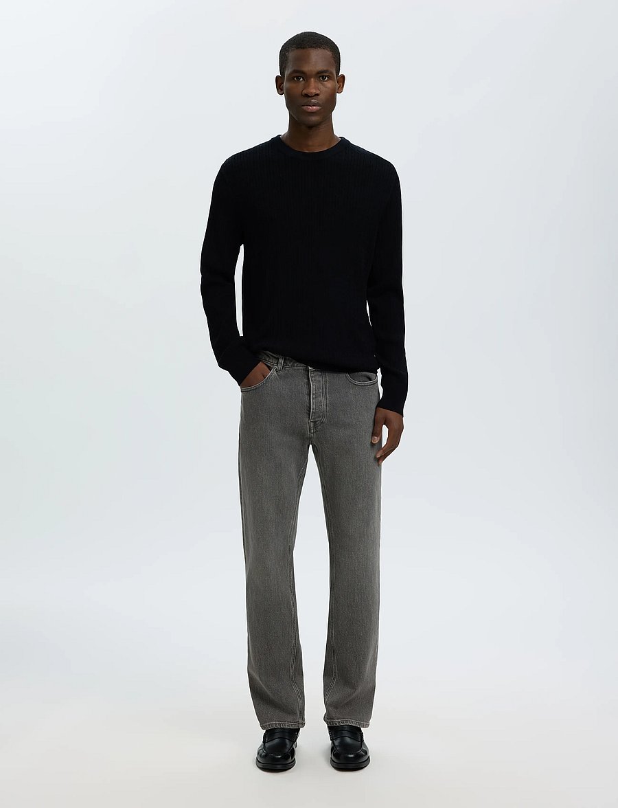 Selected - SLMTRAY LS KNIT MERINO CABLE CREW NOOS - rundhals - black - 3