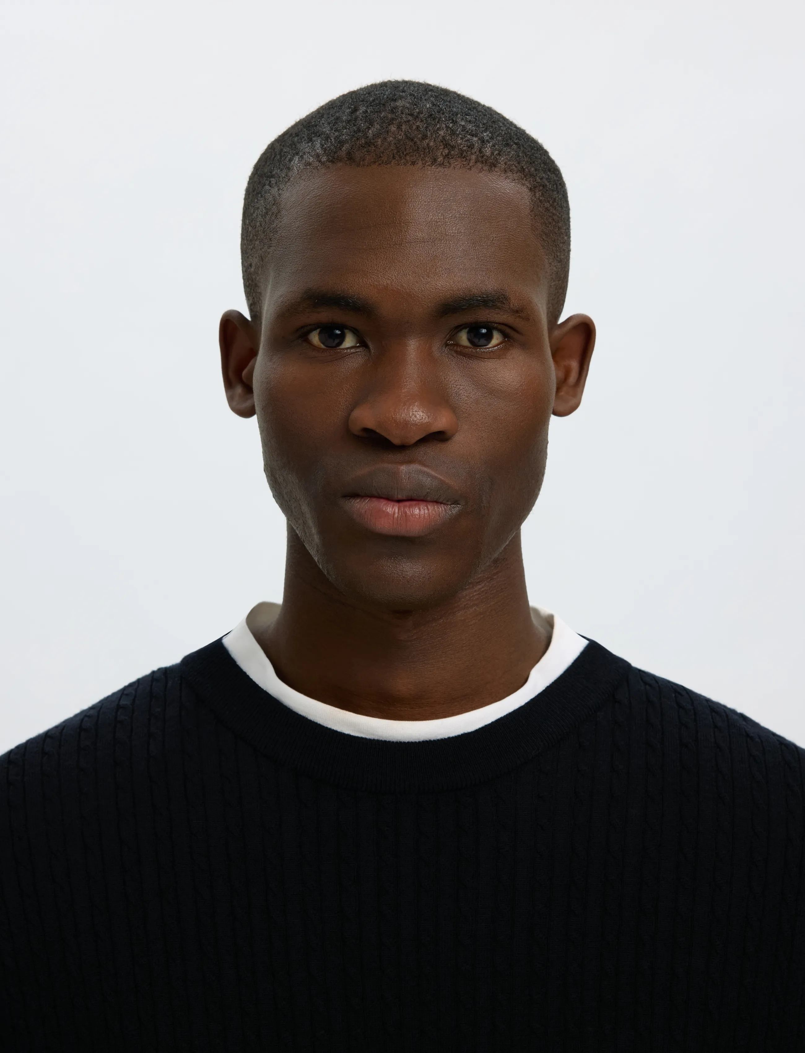 Selected - SLMTRAY LS KNIT MERINO CABLE CREW NOOS - round necks - black - 4