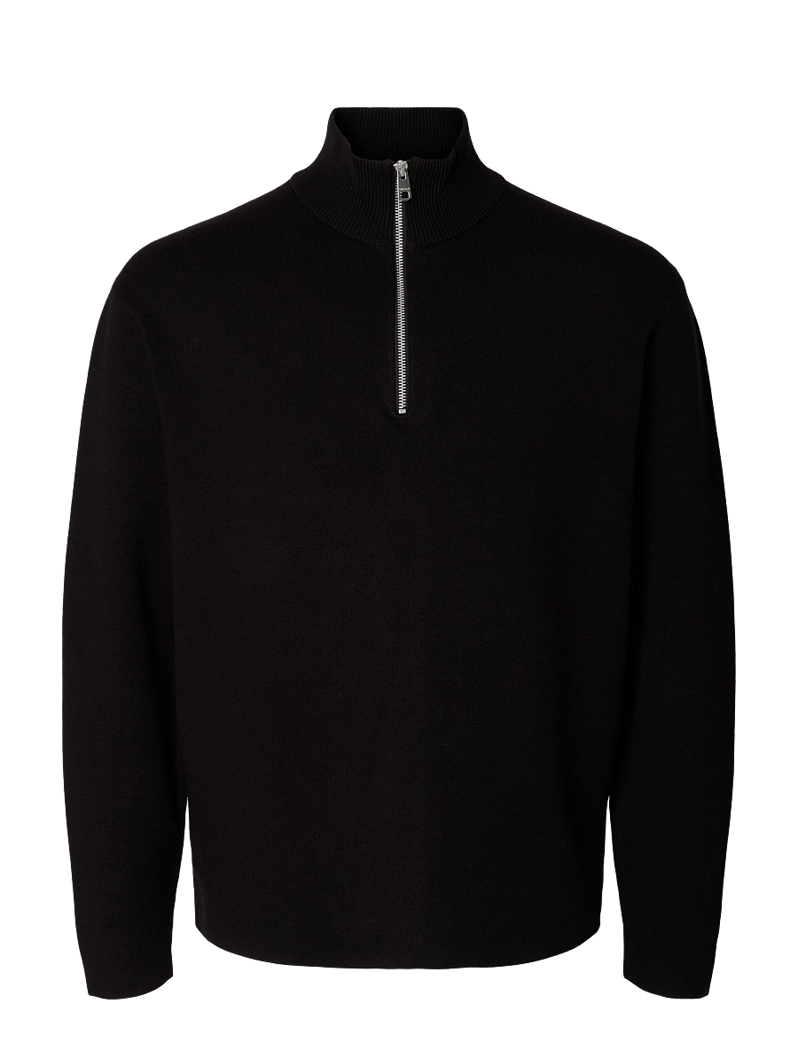 Selected - SLMTELLER FN HALF ZIP NOOS - pullover mit halbem reißverschluss - black - 1