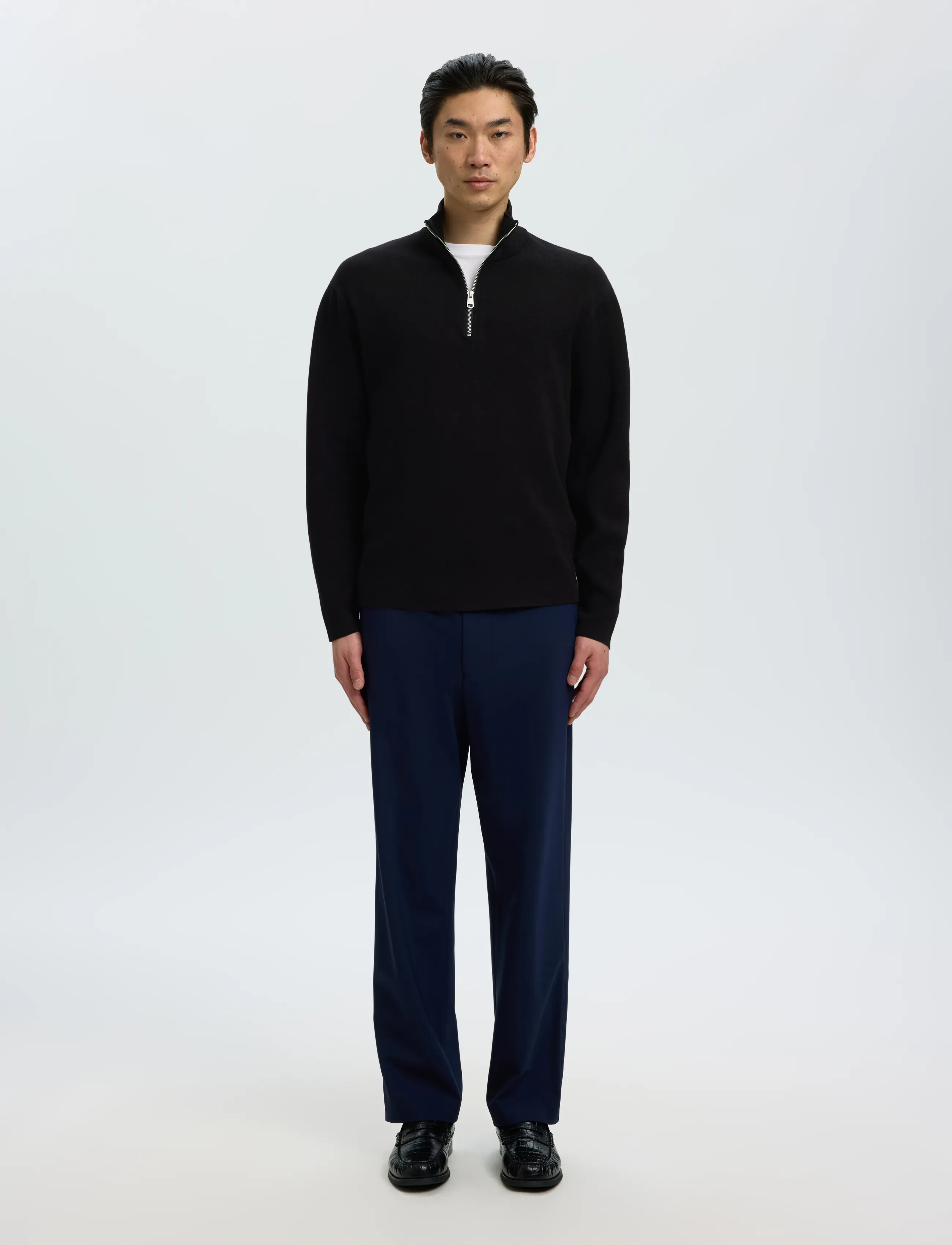 Selected - SLMTELLER FN HALF ZIP NOOS - halfzip strik - black - 3
