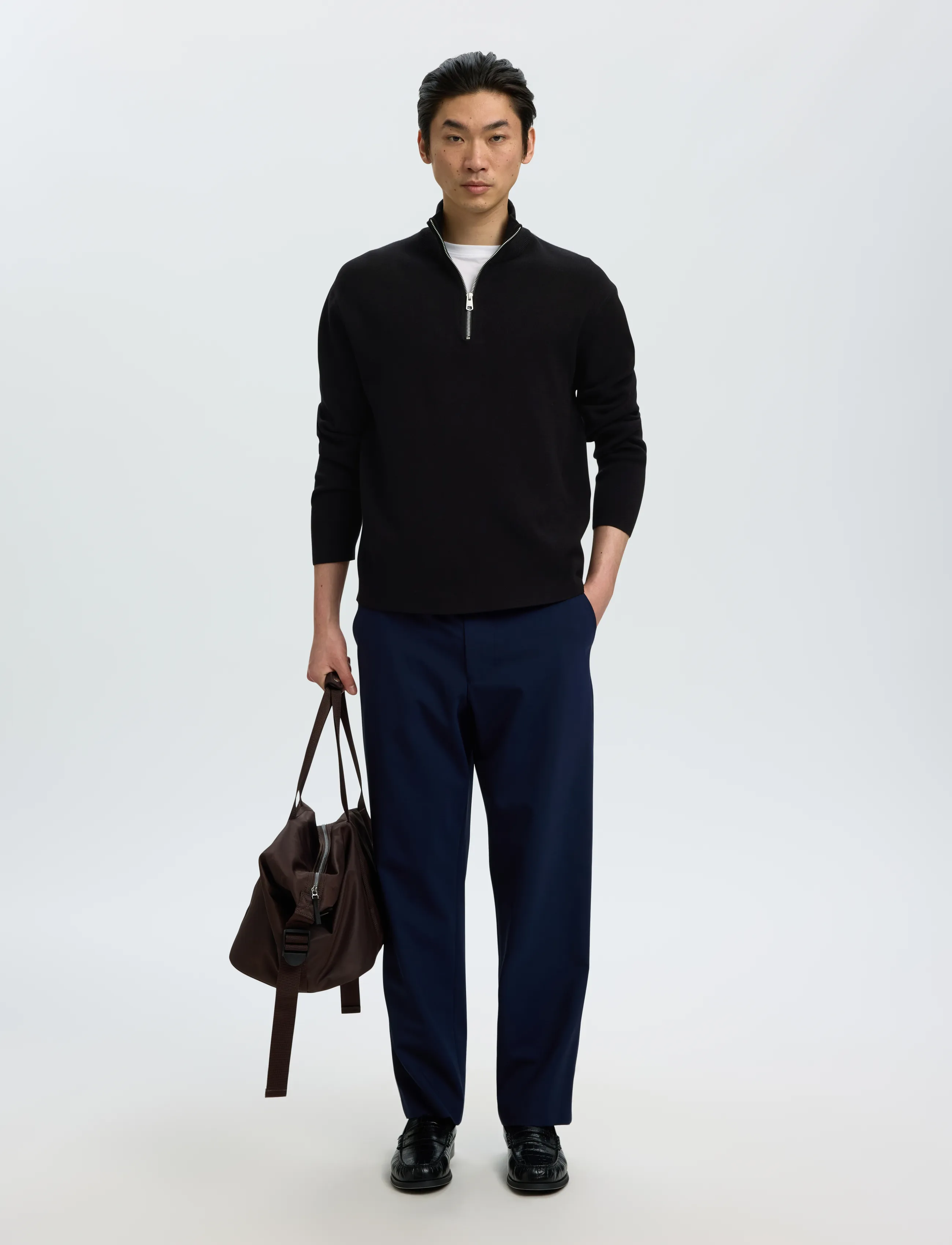 Selected - SLMTELLER FN HALF ZIP NOOS - halfzip strik - black - 5