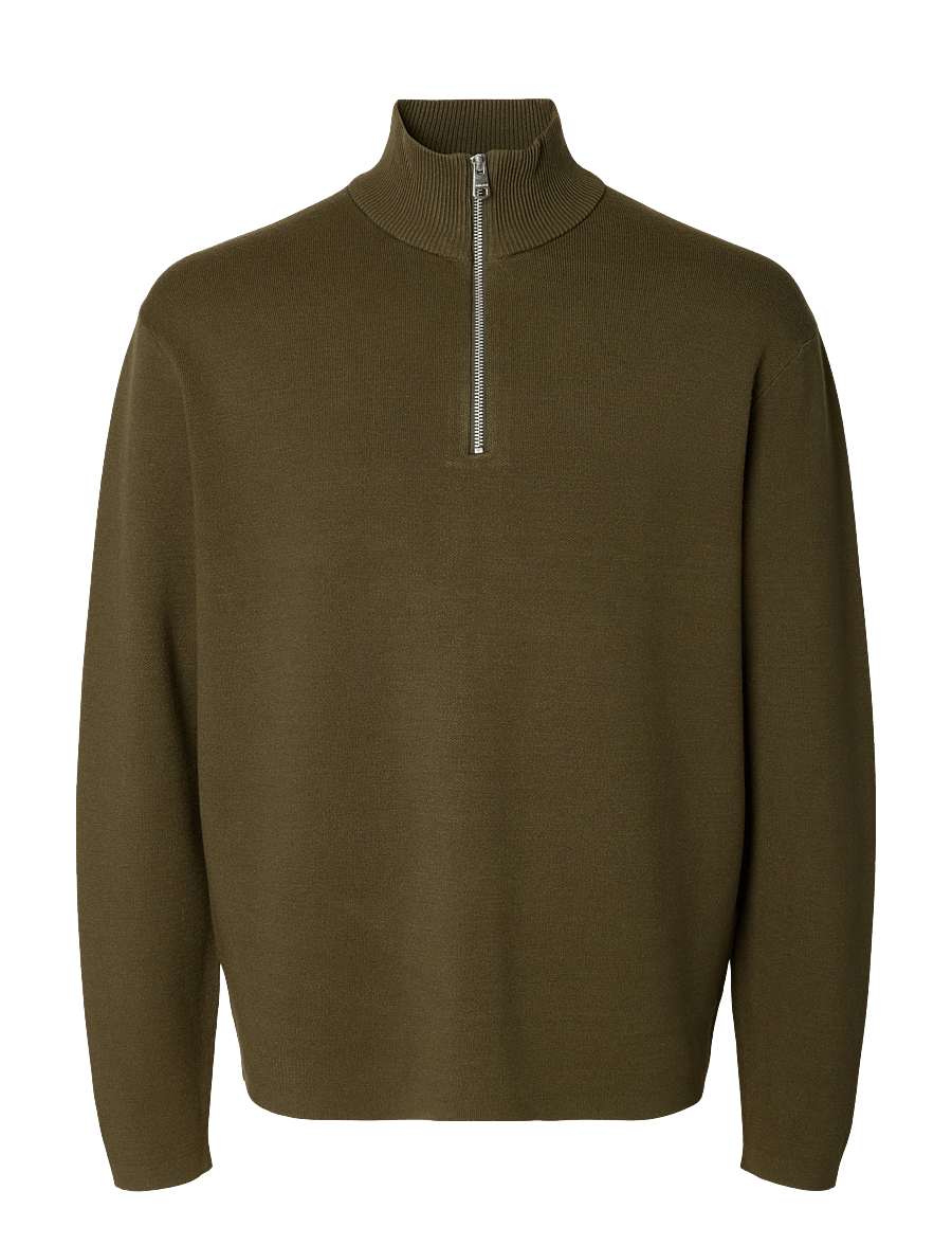 Selected - SLMTELLER FN HALF ZIP NOOS - pullover mit halbem reißverschluss - kalamata - 1