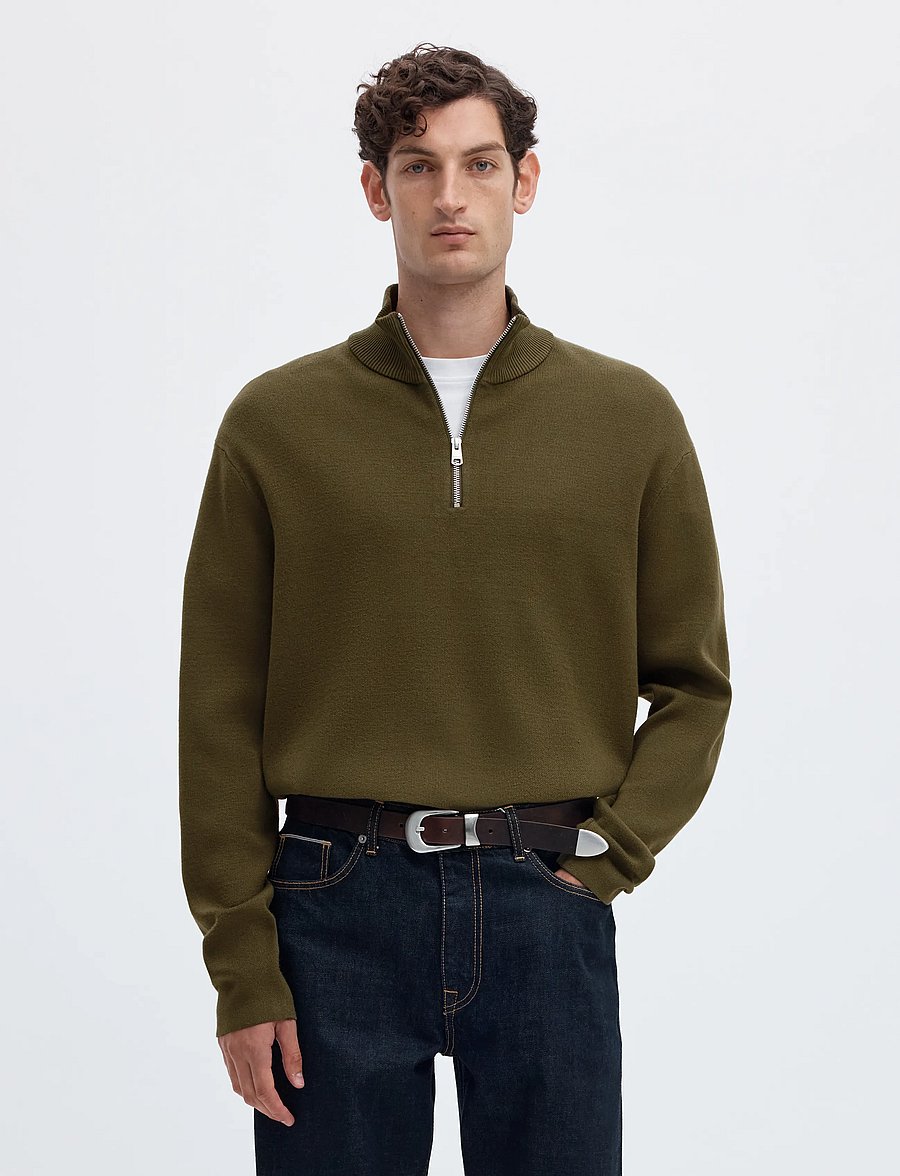 Selected - SLMTELLER FN HALF ZIP NOOS - pullover mit halbem reißverschluss - kalamata - 0
