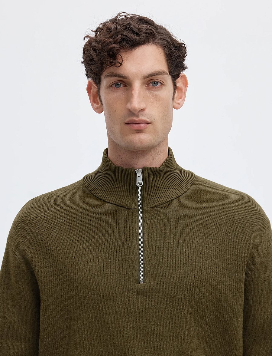 Selected - SLMTELLER FN HALF ZIP NOOS - pullover mit halbem reißverschluss - kalamata - 4