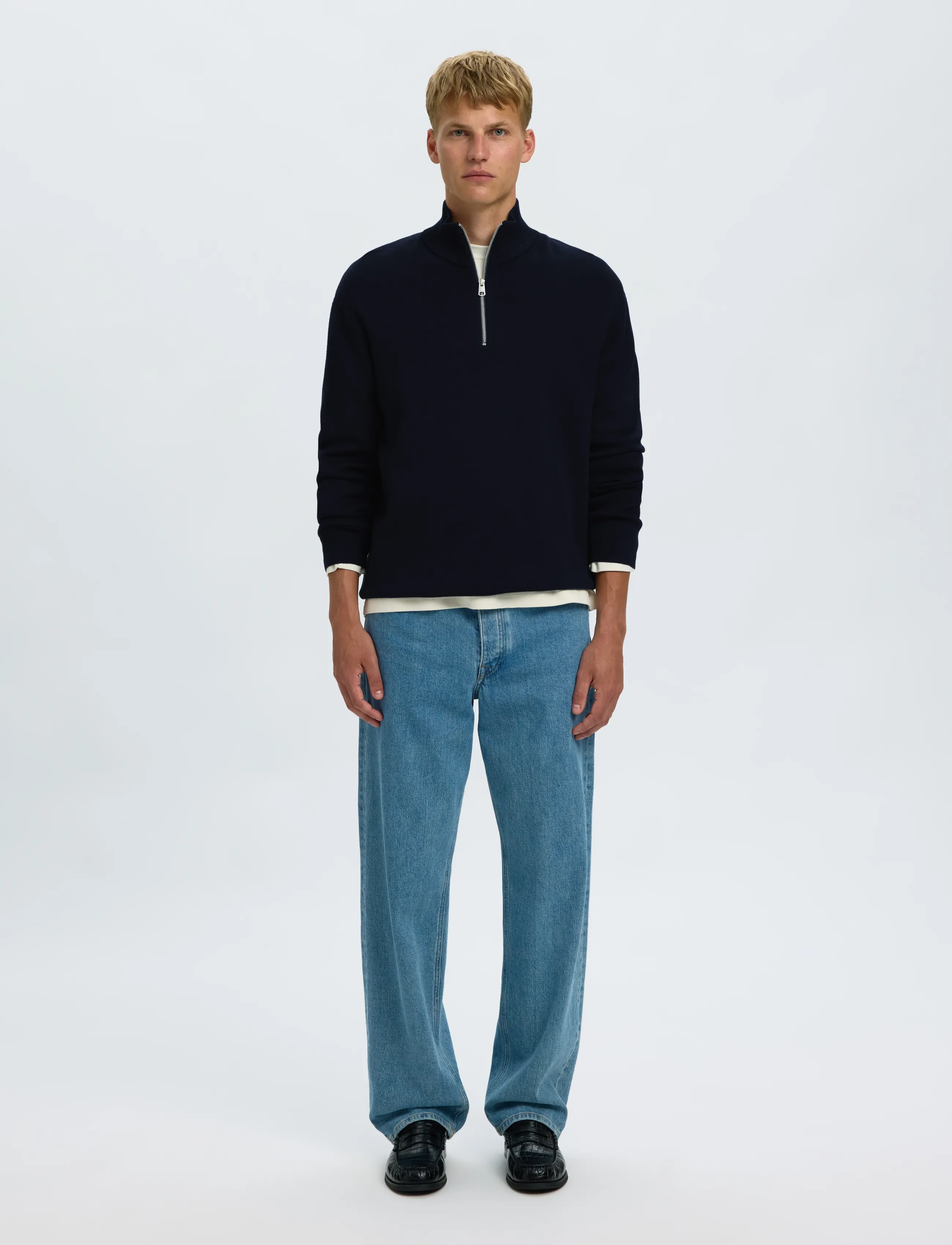 Selected - SLMTELLER FN HALF ZIP NOOS - pullover mit halbem reißverschluss - sky captain - 3