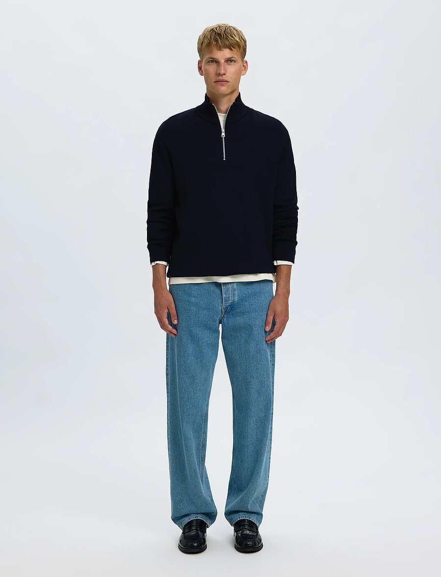 Selected - SLMTELLER FN HALF ZIP NOOS - pullover mit halbem reißverschluss - sky captain - 3