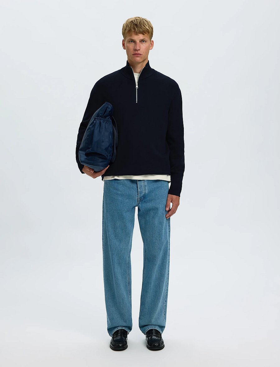 Selected - SLMTELLER FN HALF ZIP NOOS - pullover mit halbem reißverschluss - sky captain - 5