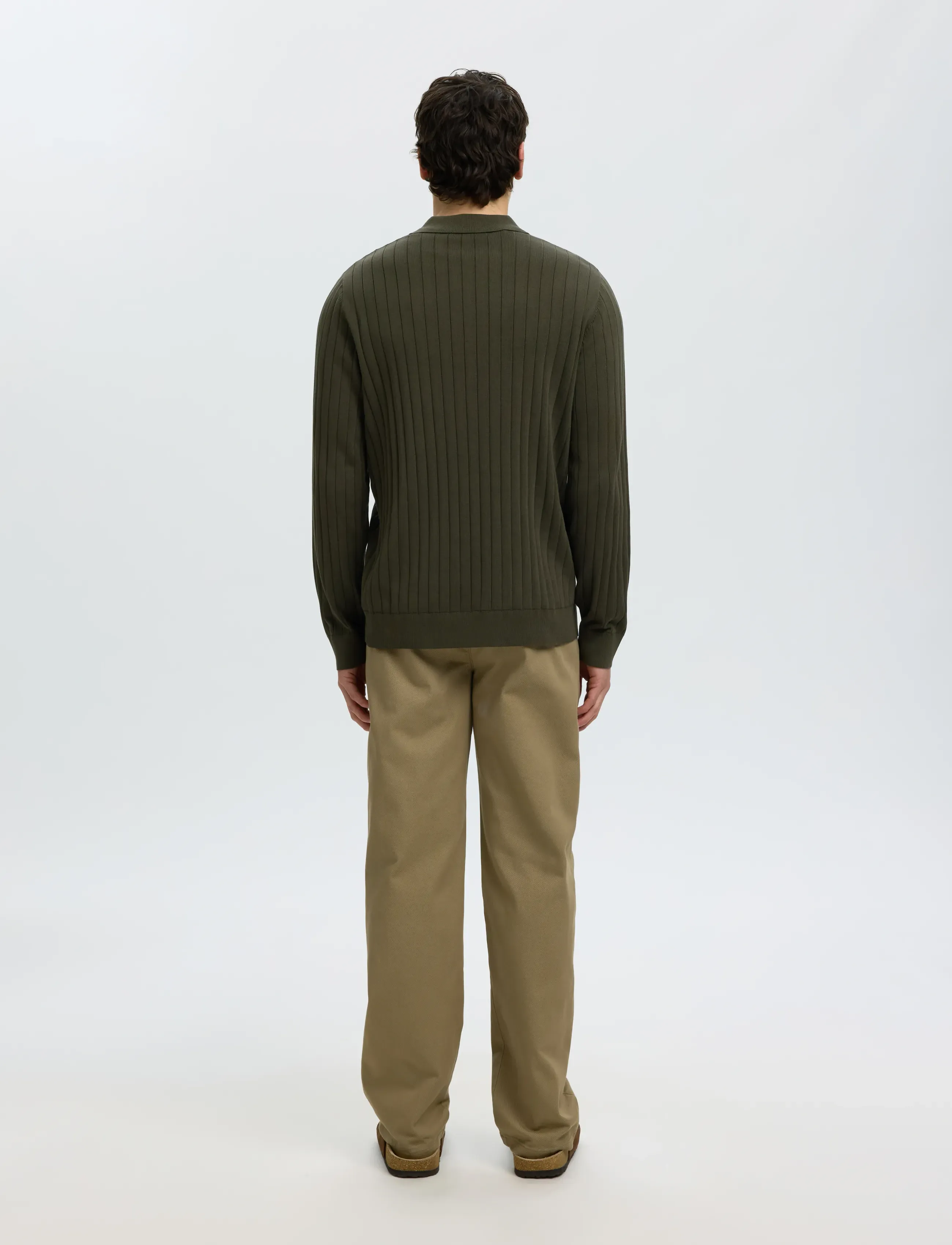 Selected - SLMTORINO LS KNIT RIB POLO NOOS - poloer i strik med lange ærmer - forest night - 2