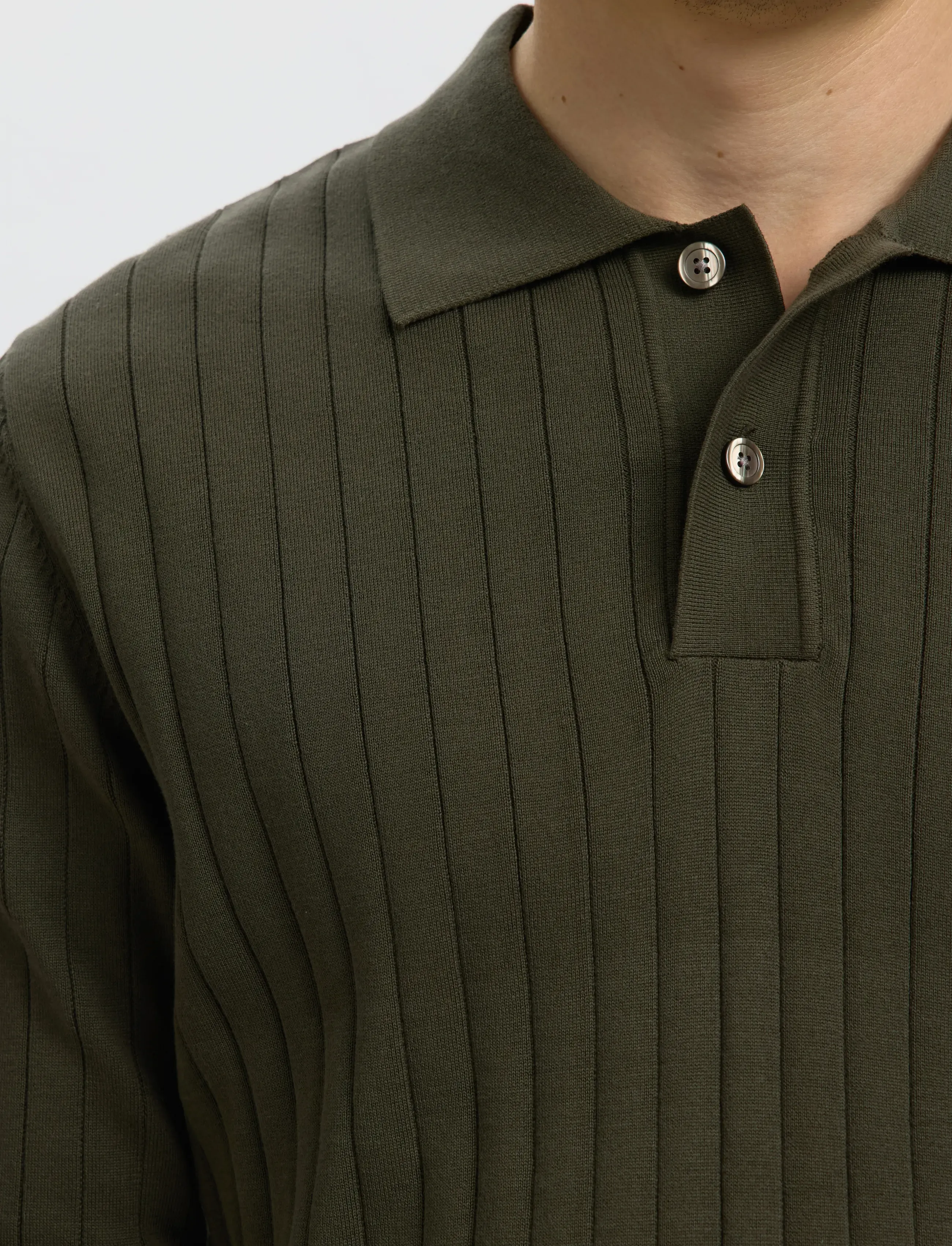 Selected - SLMTORINO LS KNIT RIB POLO NOOS - poloer i strik med lange ærmer - forest night - 4
