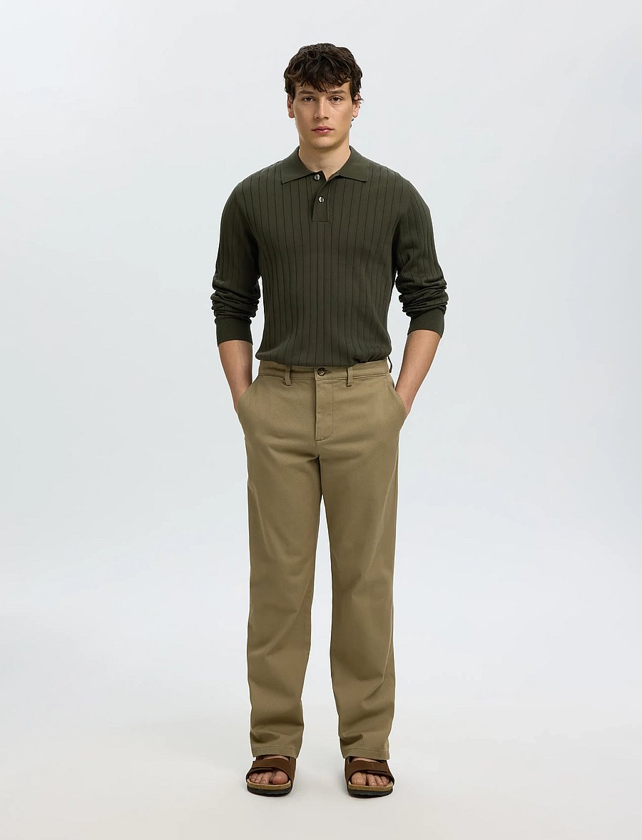 Selected - SLMTORINO LS KNIT RIB POLO NOOS - langärmelige strick-polohemden - forest night - 5