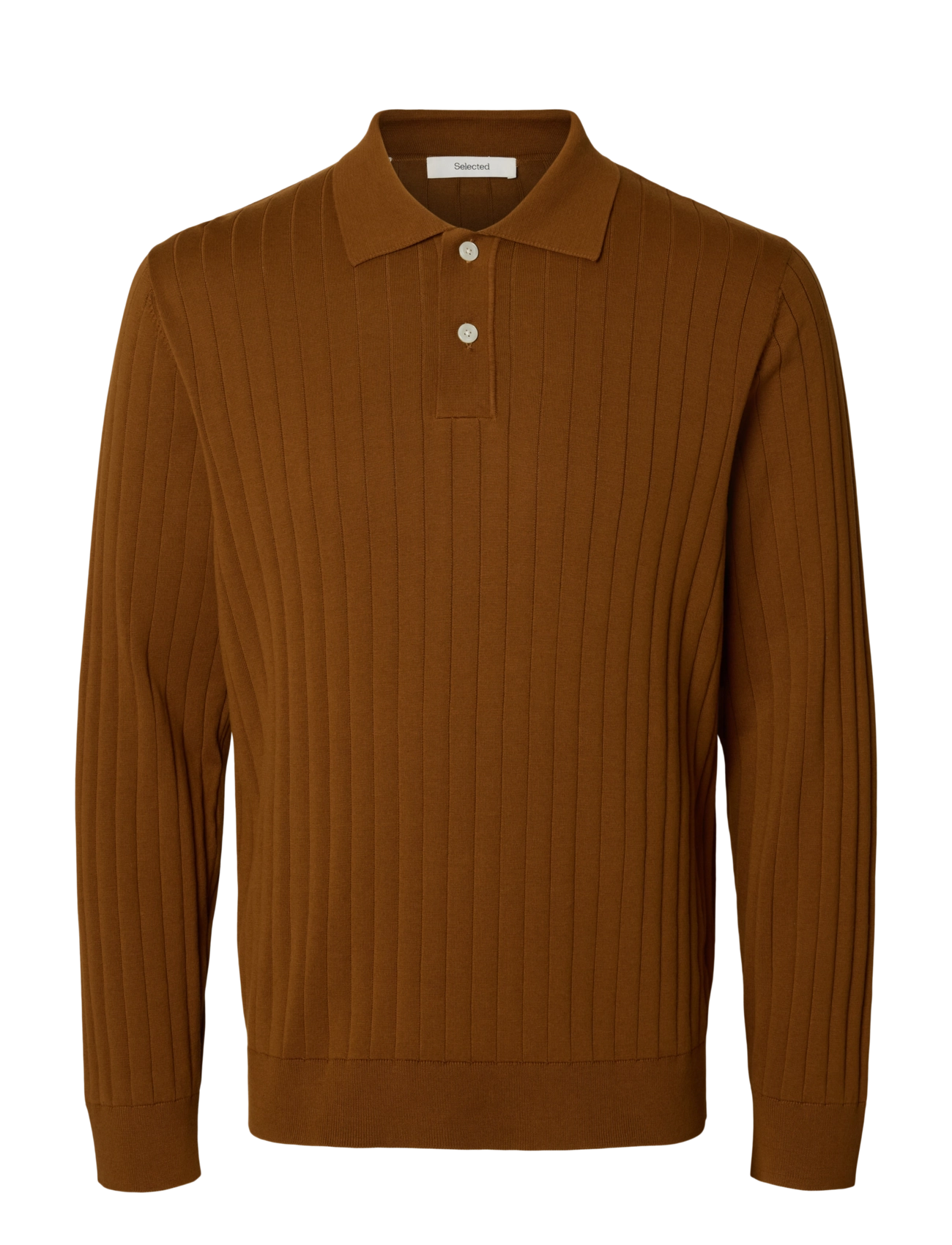 Selected - SLMTORINO LS KNIT RIB POLO NOOS - monks robe - 1