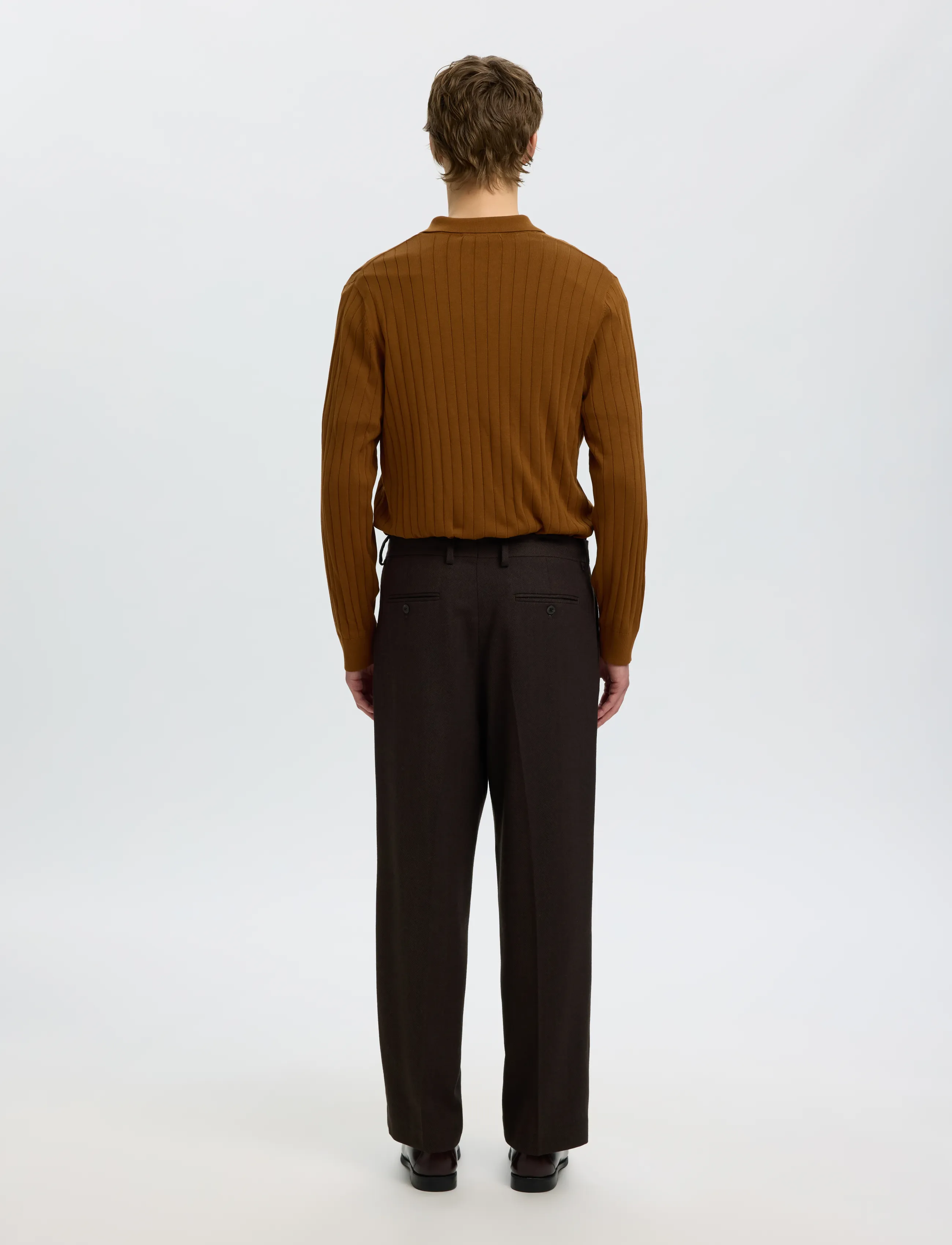 Selected - SLMTORINO LS KNIT RIB POLO NOOS - monks robe - 2