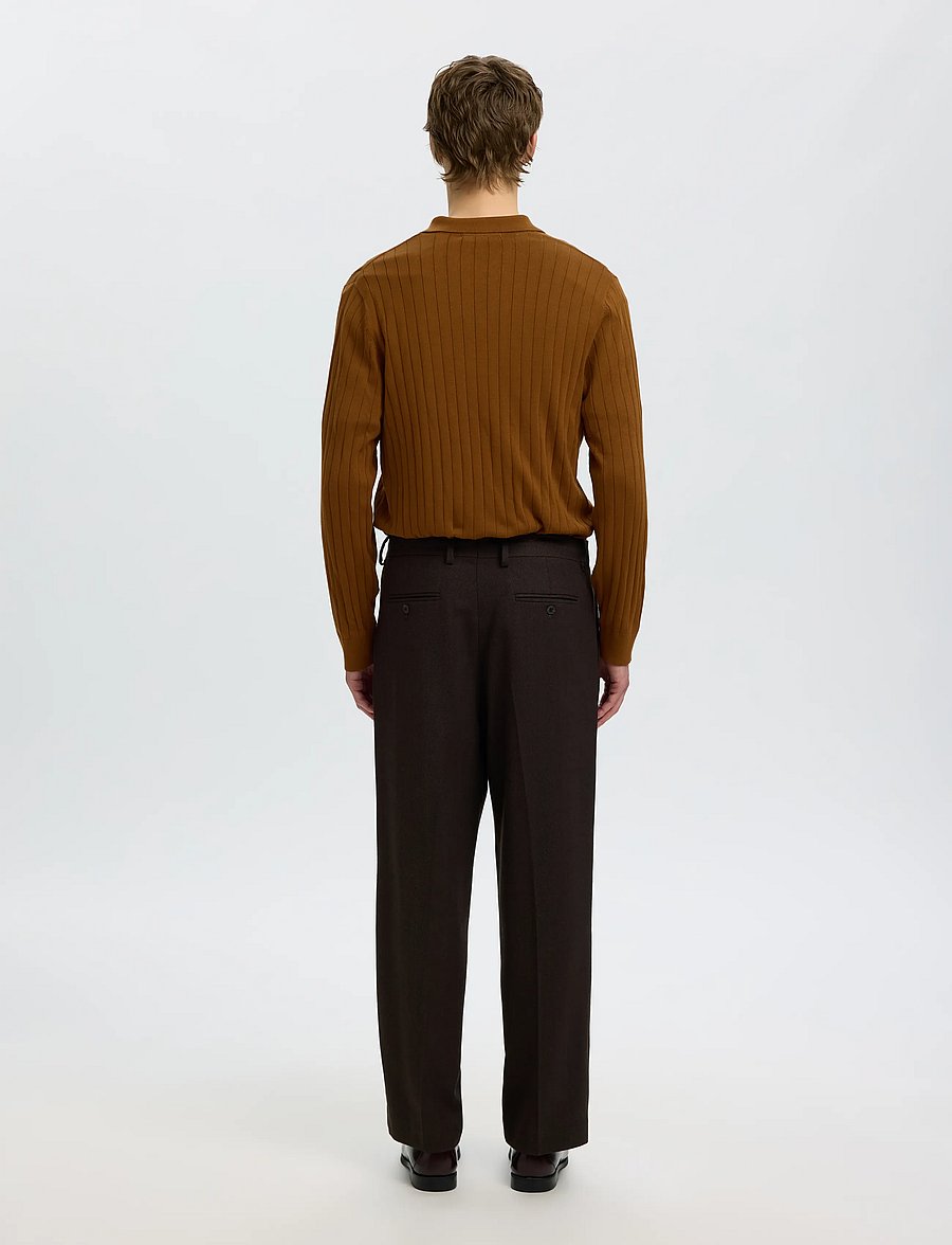 Selected - SLMTORINO LS KNIT RIB POLO NOOS - langärmelige strick-polohemden - monks robe - 2