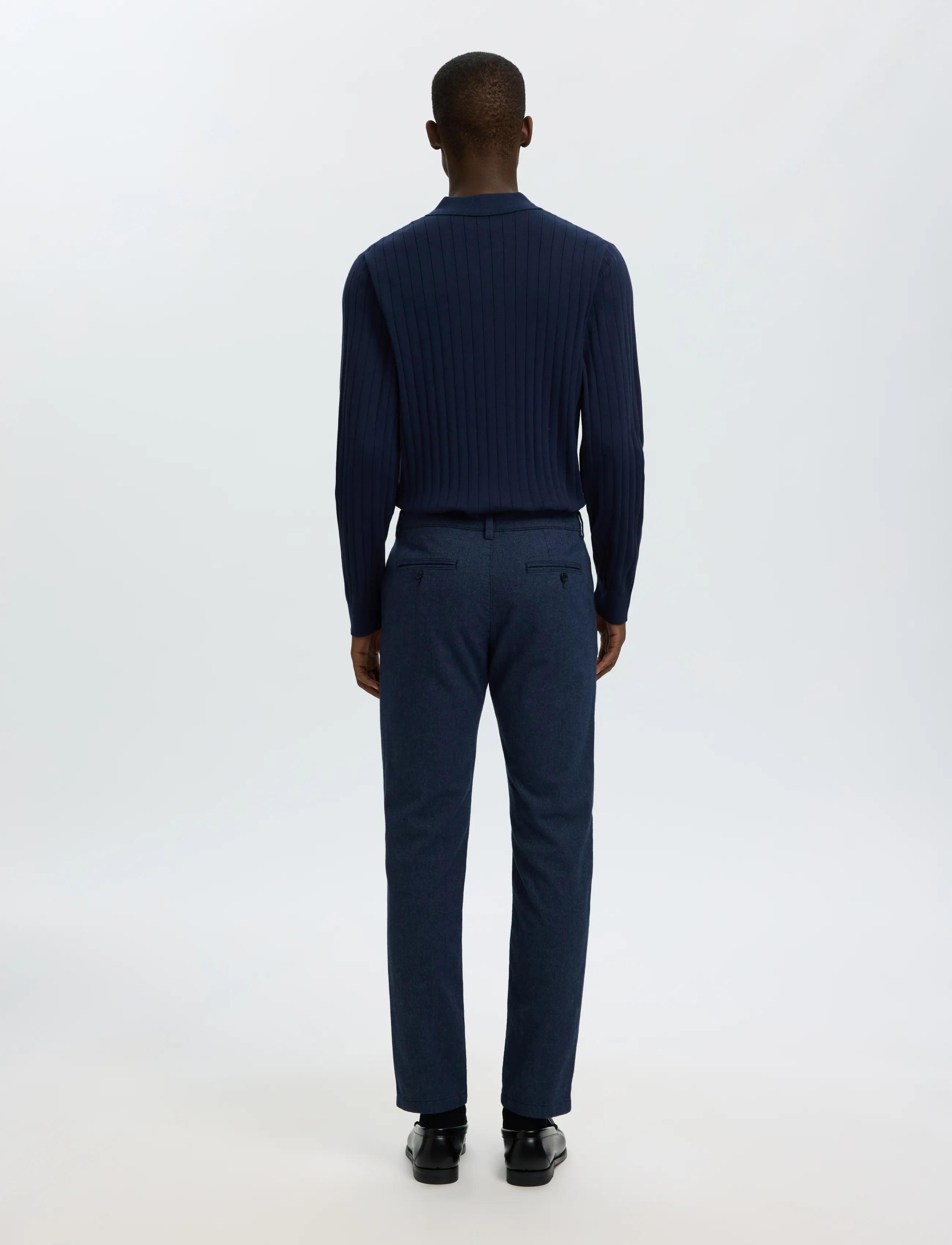 Selected - SLMTORINO LS KNIT RIB POLO NOOS - navy blazer - 2