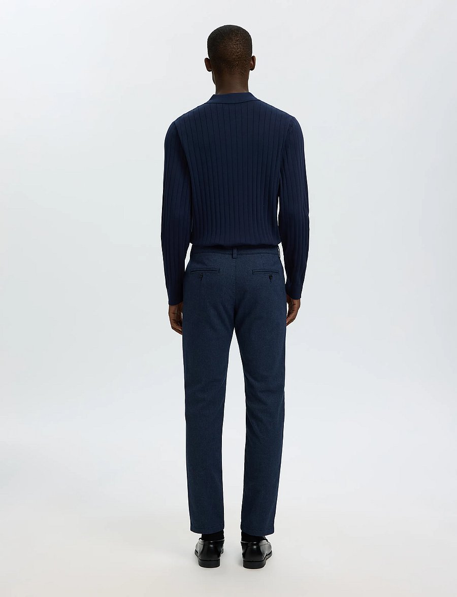 Selected - SLMTORINO LS KNIT RIB POLO NOOS - langärmelige strick-polohemden - navy blazer - 2