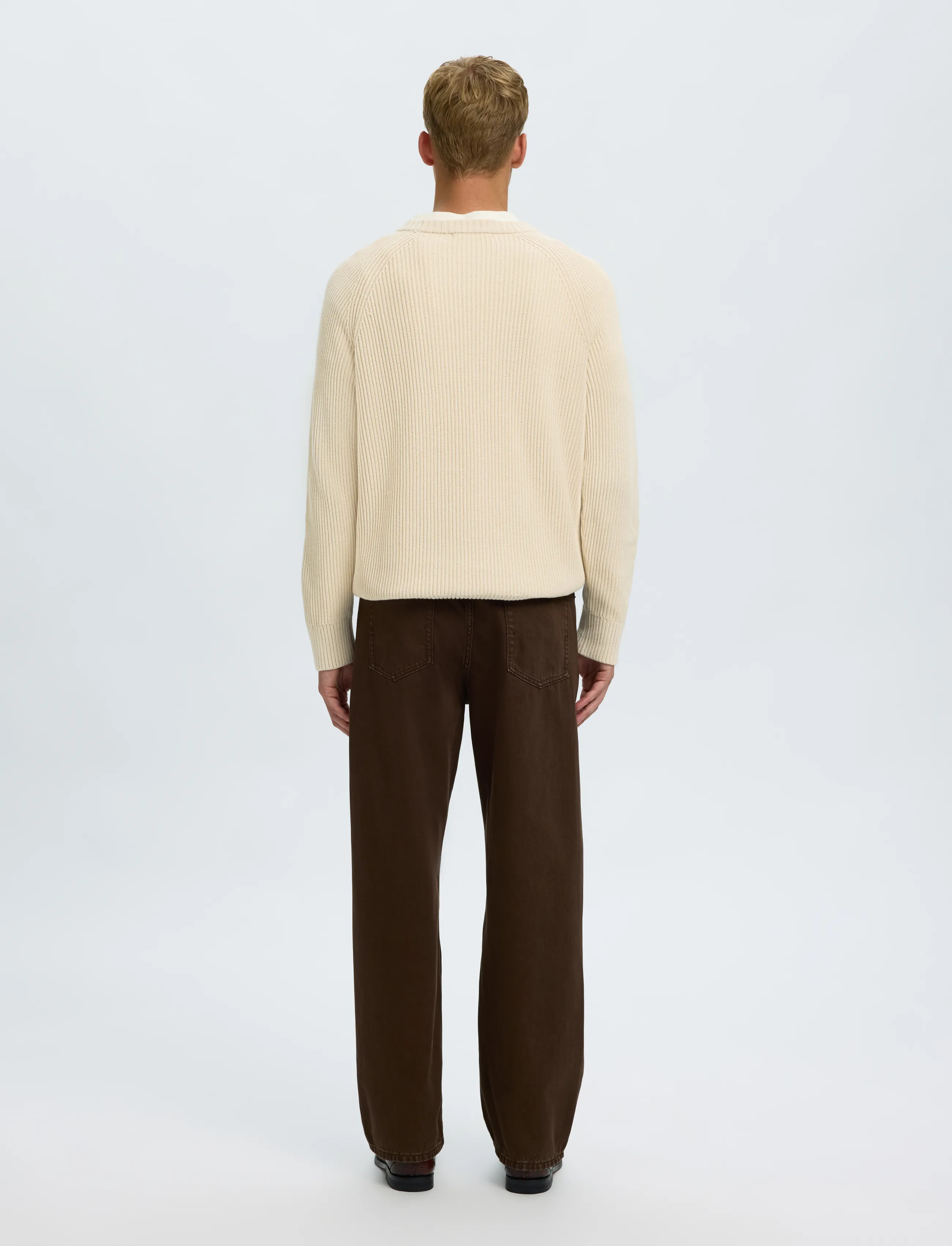 Selected - SLMBRAUN KNIT RIB CREW NECK NOOS - rundhals - birch - 2