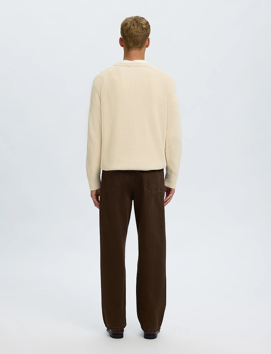 Selected - SLMBRAUN KNIT RIB CREW NECK NOOS - rundhals - birch - 2