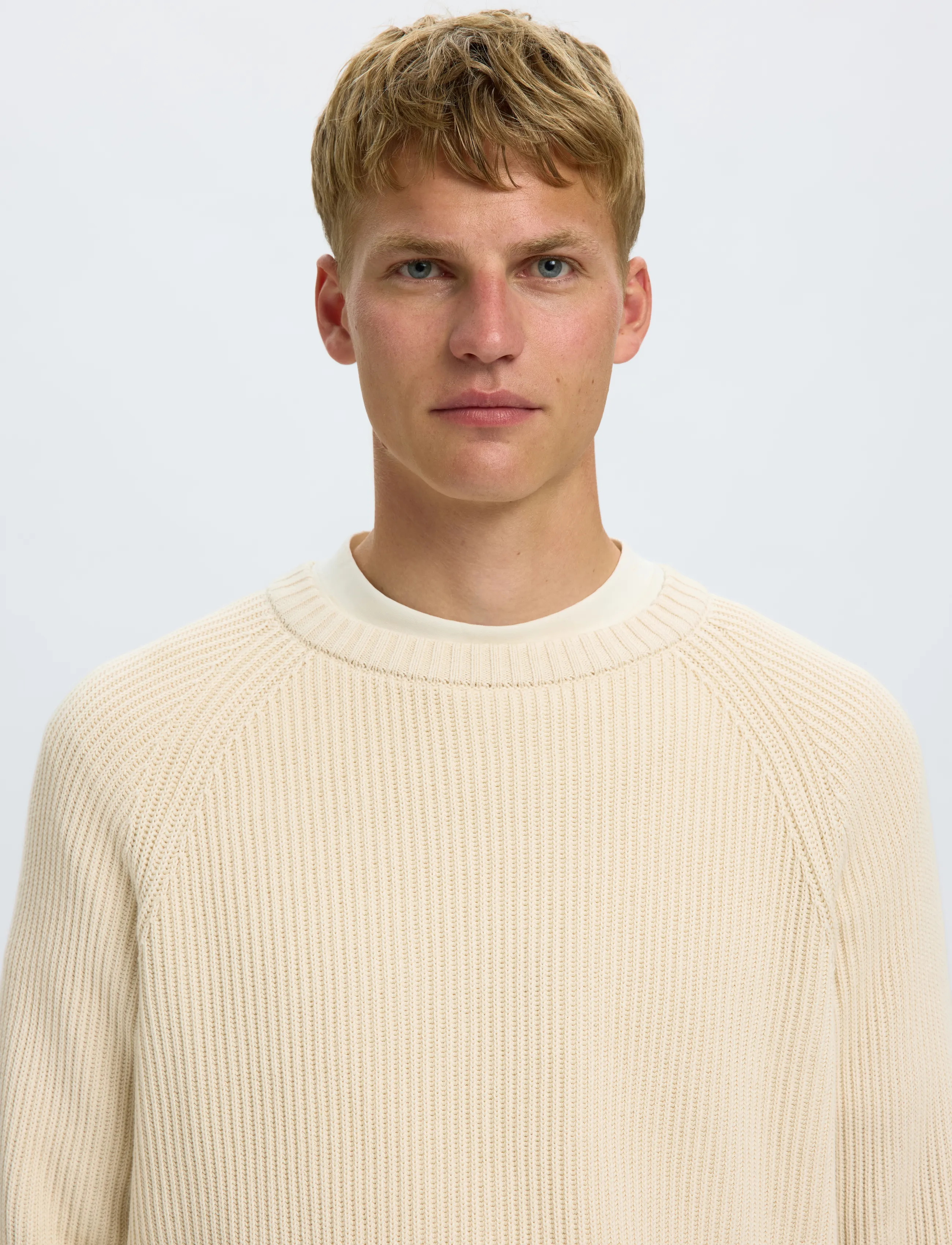 Selected - SLMBRAUN KNIT RIB CREW NECK NOOS - rundhals - birch - 4