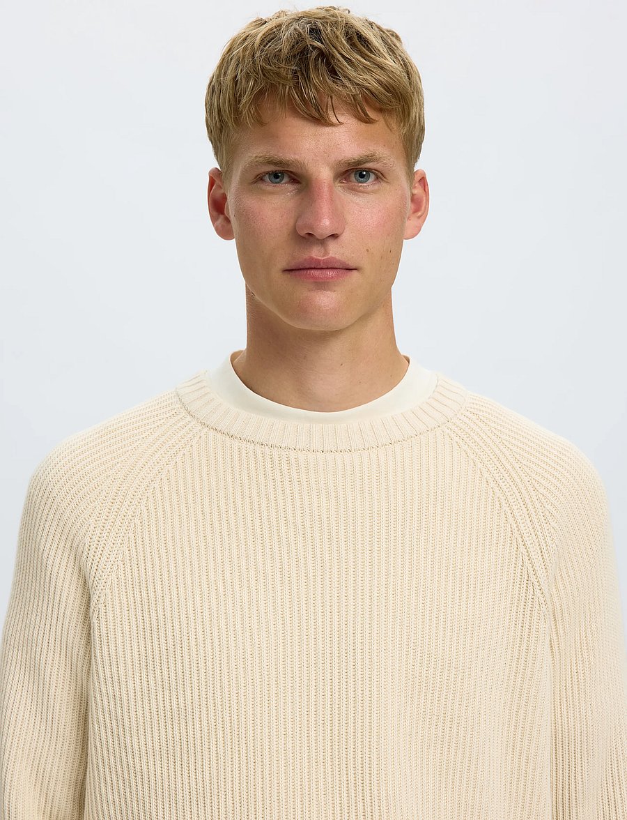 Selected - SLMBRAUN KNIT RIB CREW NECK NOOS - rundhals - birch - 4