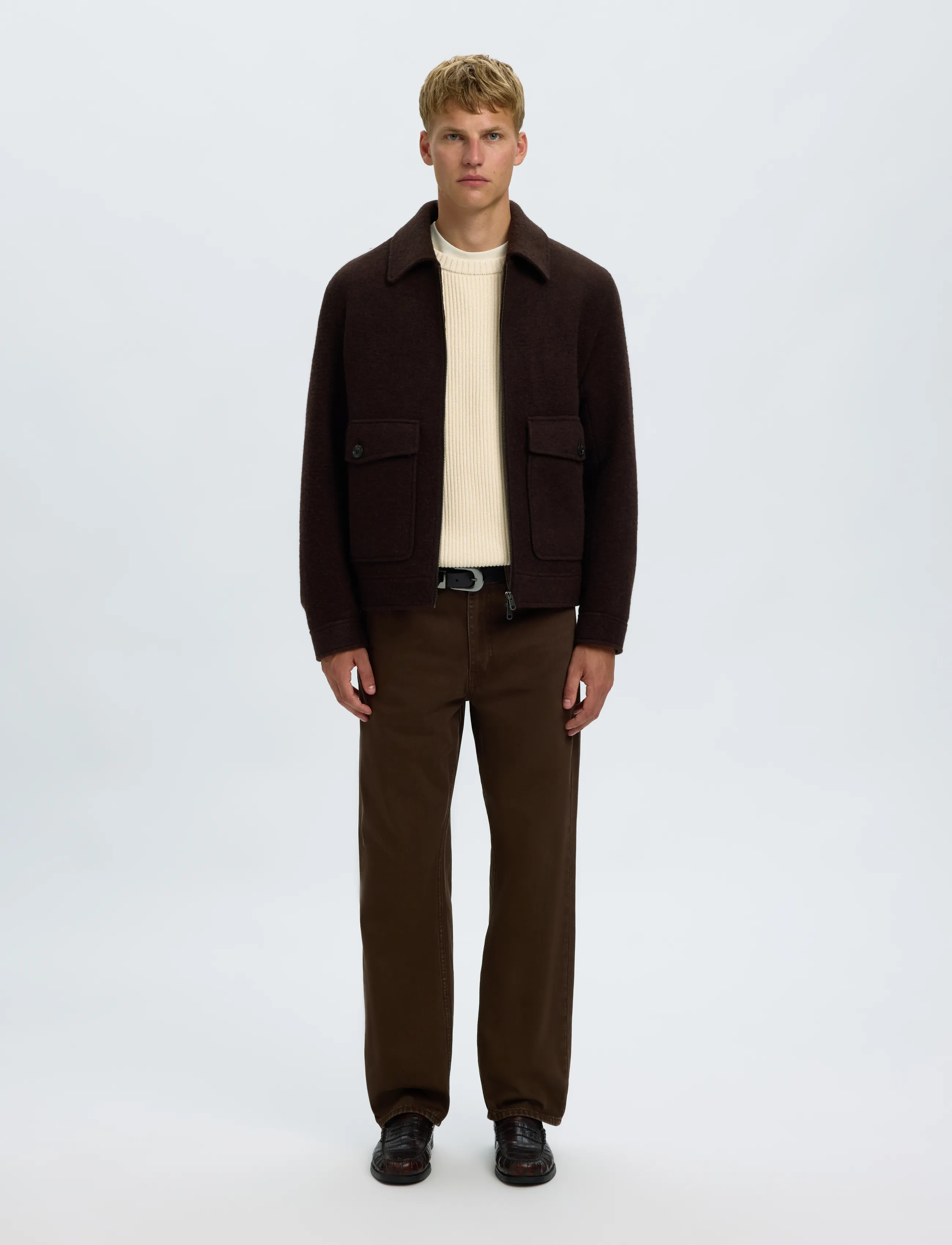 Selected - SLMBRAUN KNIT RIB CREW NECK NOOS - rundhals - birch - 5