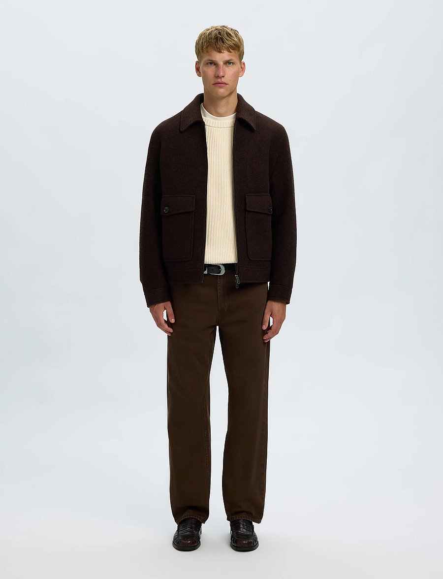 Selected - SLMBRAUN KNIT RIB CREW NECK NOOS - rundhals - birch - 5