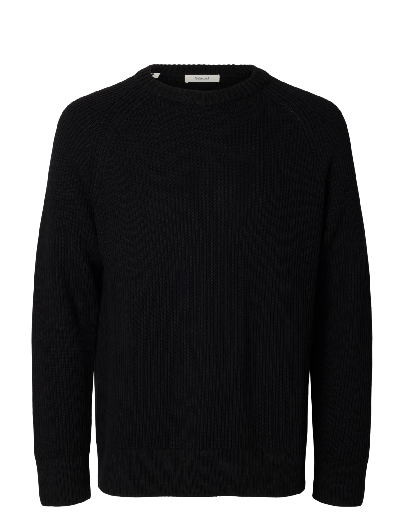 Selected - SLMBRAUN KNIT RIB CREW NECK NOOS - black - 1