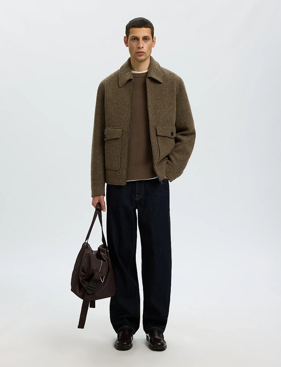 Selected - SLMBRAUN KNIT RIB CREW NECK NOOS - Ümara kaelusega - chocolate chip - 5