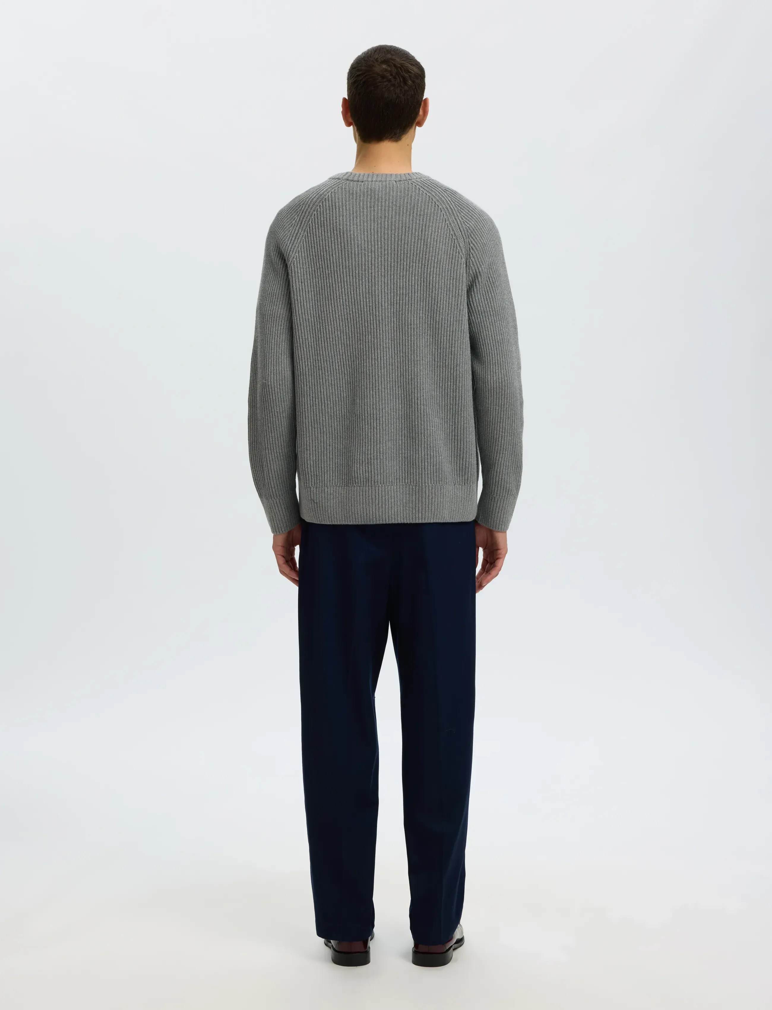 Selected - SLMBRAUN KNIT RIB CREW NECK NOOS - rundhals - medium grey melange - 2
