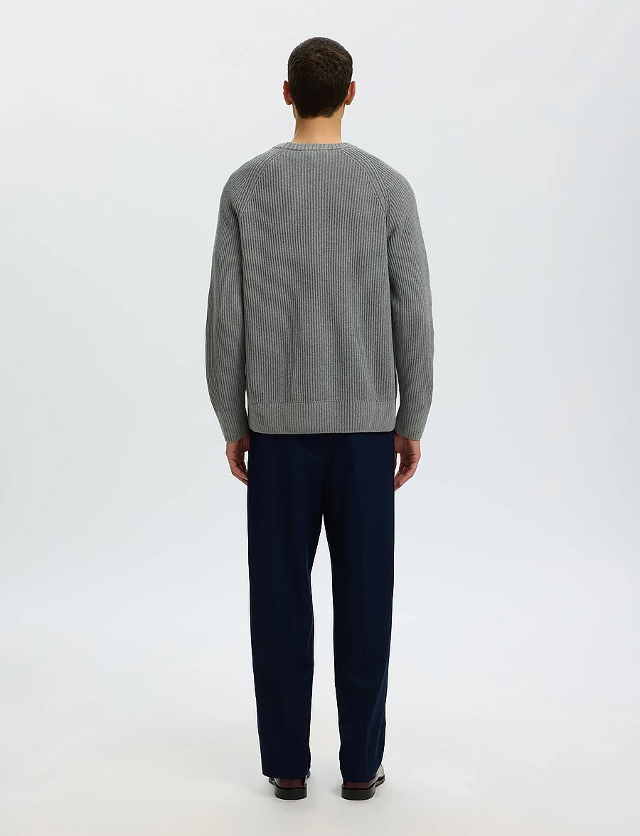 Selected - SLMBRAUN KNIT RIB CREW NECK NOOS - rundhals - medium grey melange - 2