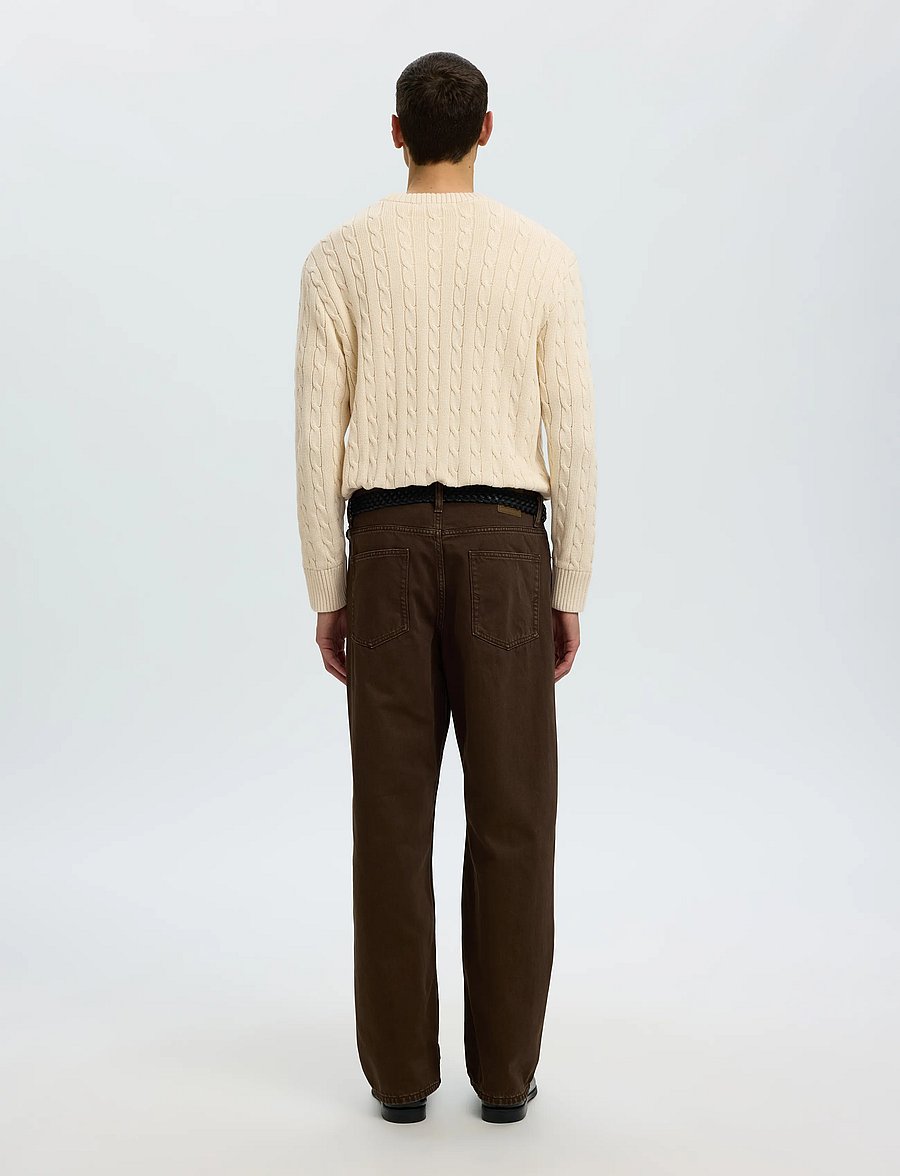 Selected - SLMBRAUN KNIT CABLE CREW NOOS - rundhals - birch - 2