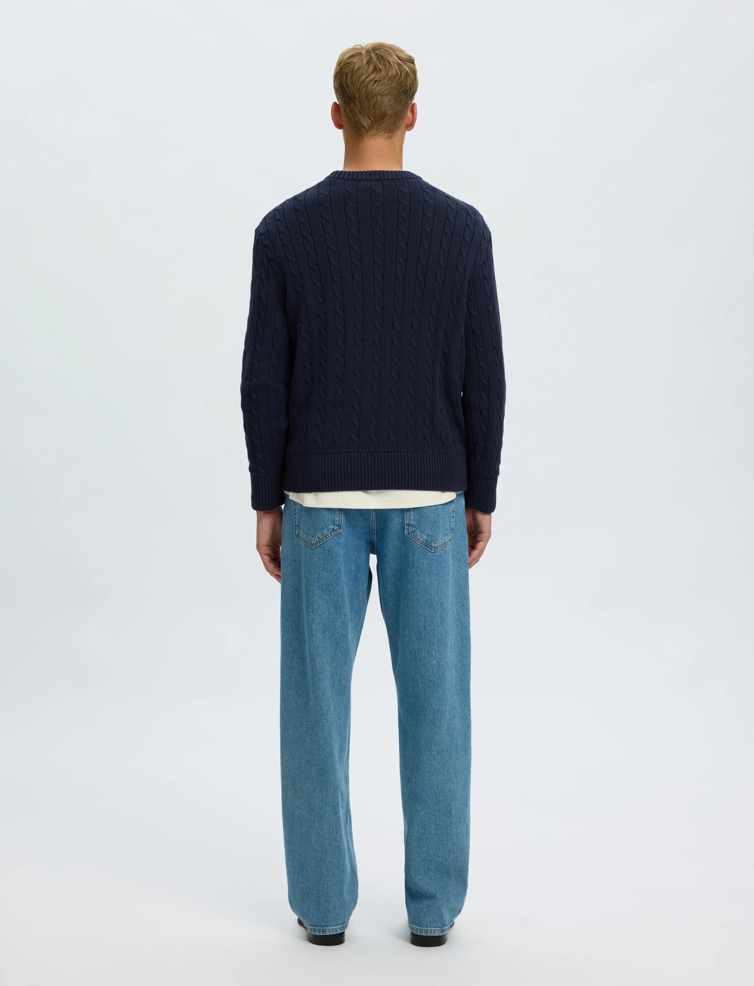 Selected - SLMBRAUN KNIT CABLE CREW NOOS - navy blazer - 2