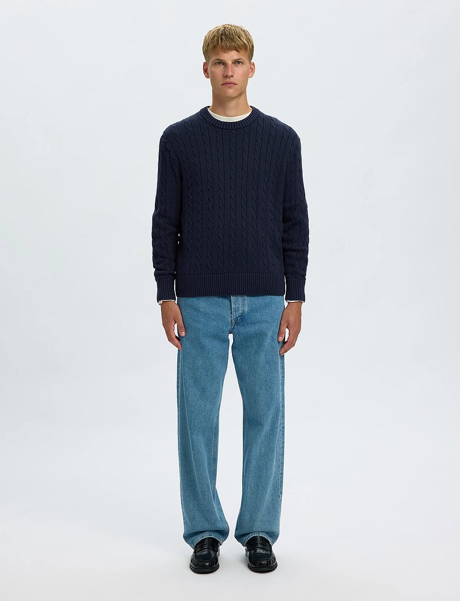 Selected - SLMBRAUN KNIT CABLE CREW NOOS - rundhals - navy blazer - 3